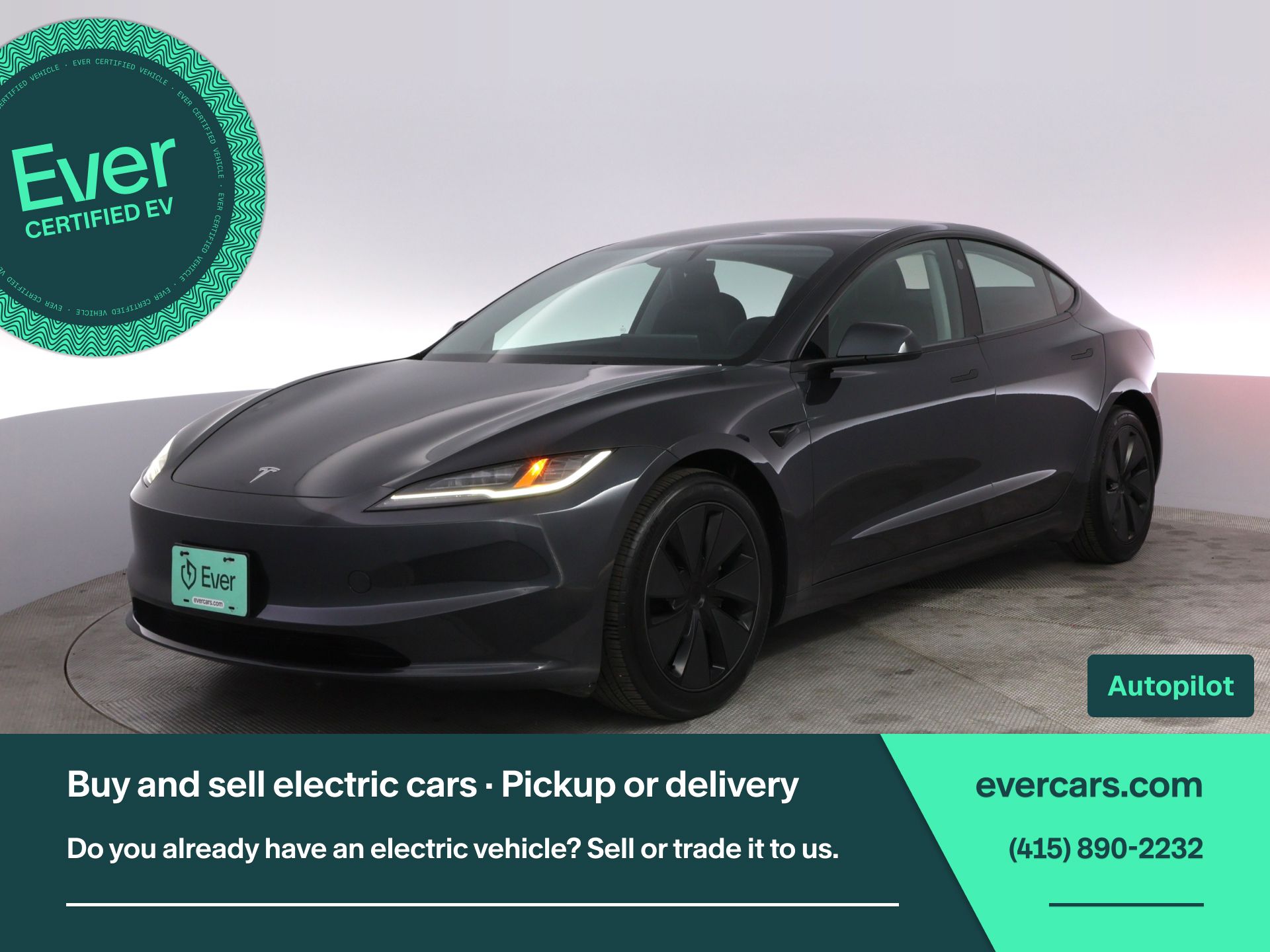 Gray 2024 Tesla Model 3 Long Range RWD Sedan Rear-Wheel Drive 1-Speed Automatic