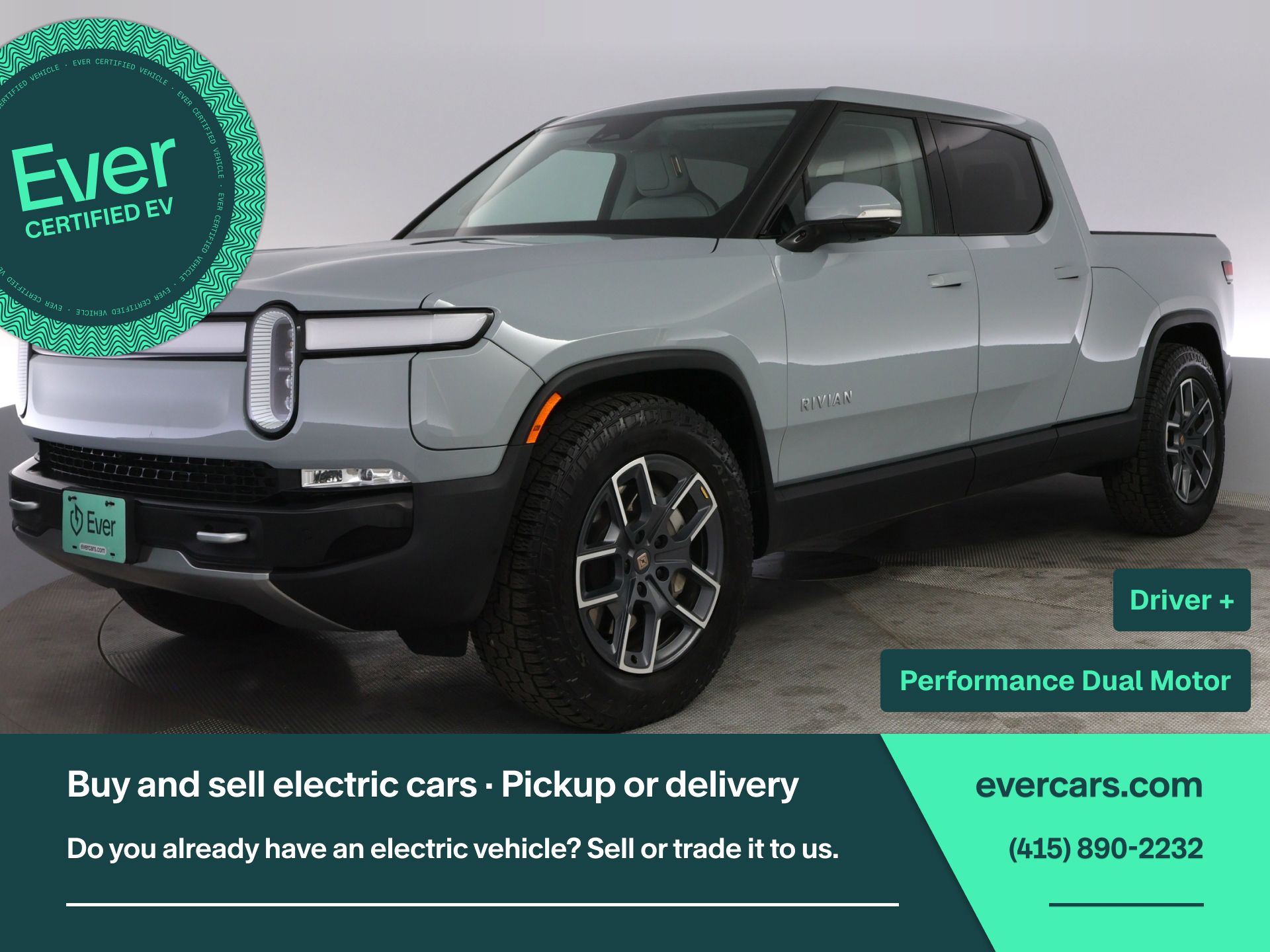 Limestone 2023 Rivian R1T Adventure Dual Motor Crew Cab AWD Pickup Truck All-Wheel Drive 1-Speed Automatic