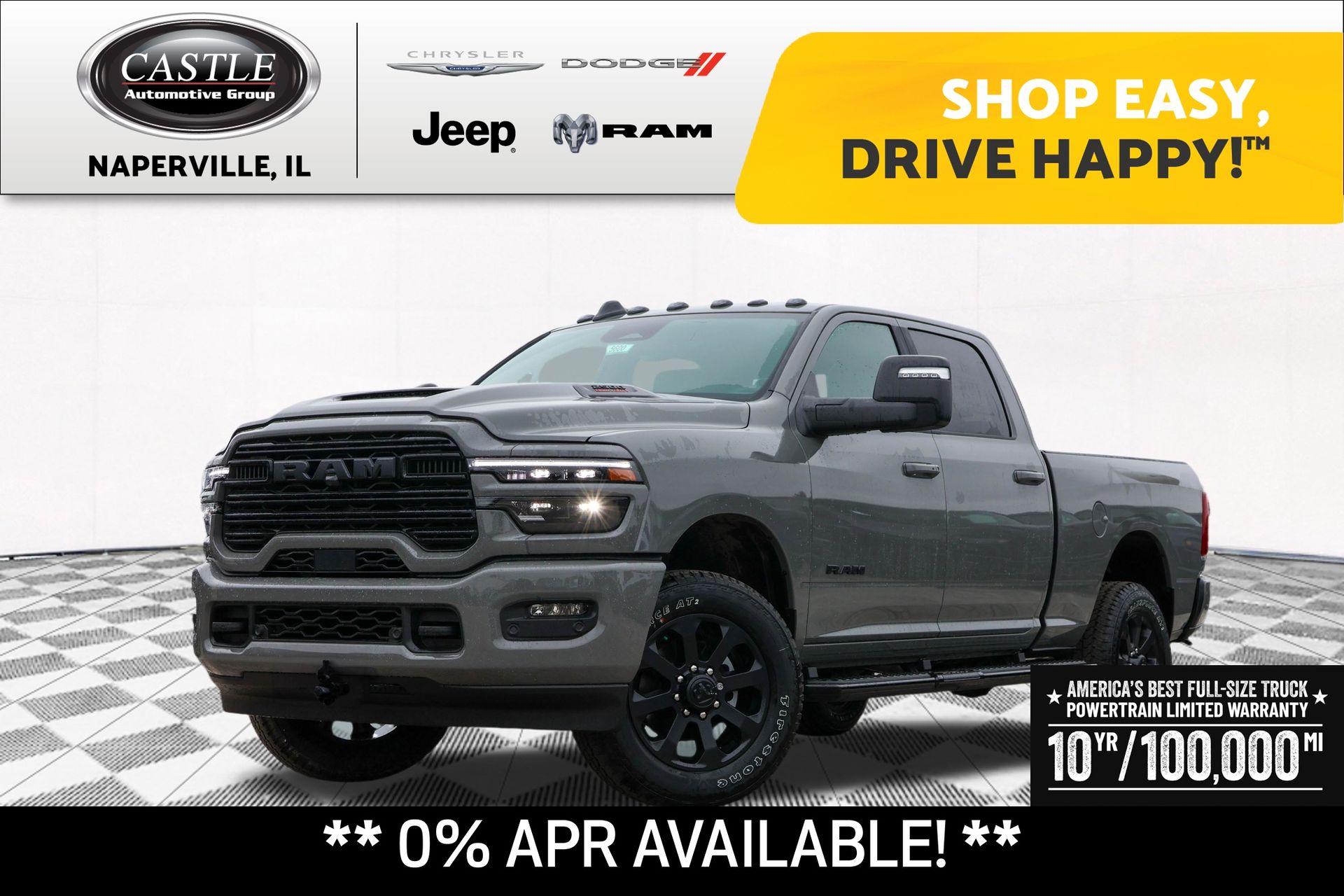 Ceramic Gray Clearcoat 2026 RAM 2500 Laramie Crew Cab 4WD Pickup Truck Four-Wheel Drive 8-Speed Automatic