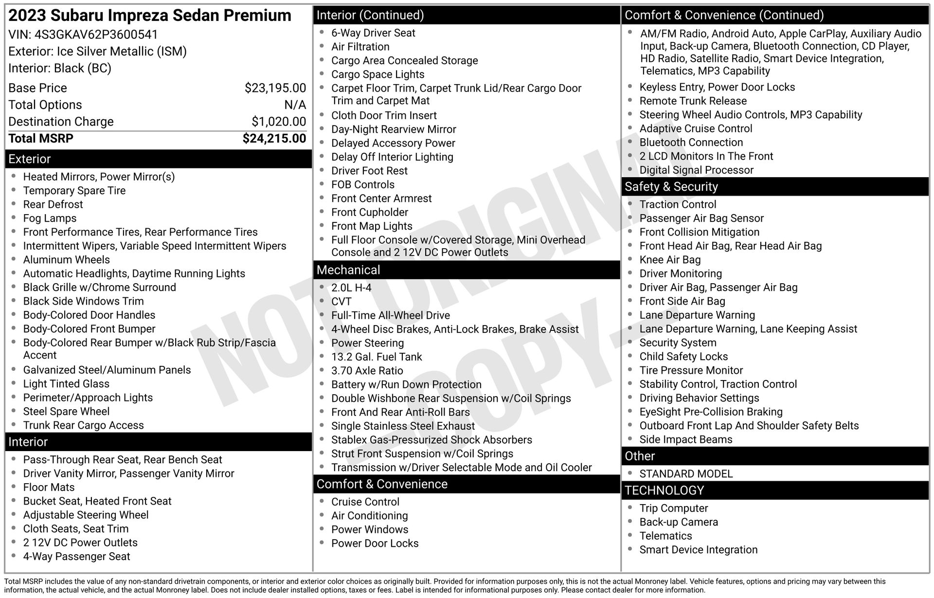 2023 Subaru Impreza 2.0i Premium CVT PZEV's photo