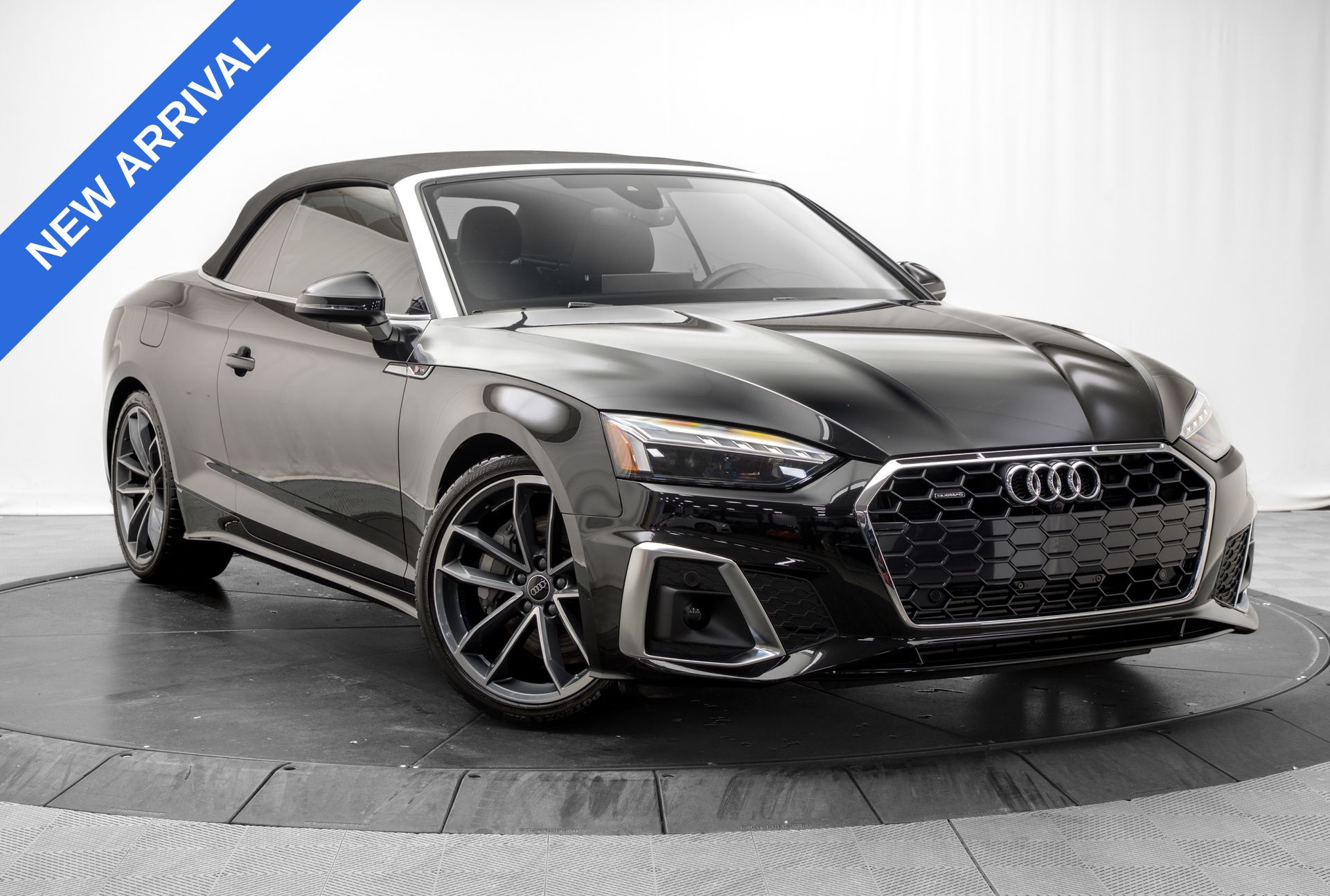Mythos Black Metallic/Black Roof 2024 Audi A5 Convertible All-Wheel Drive 7-Speed Automatic