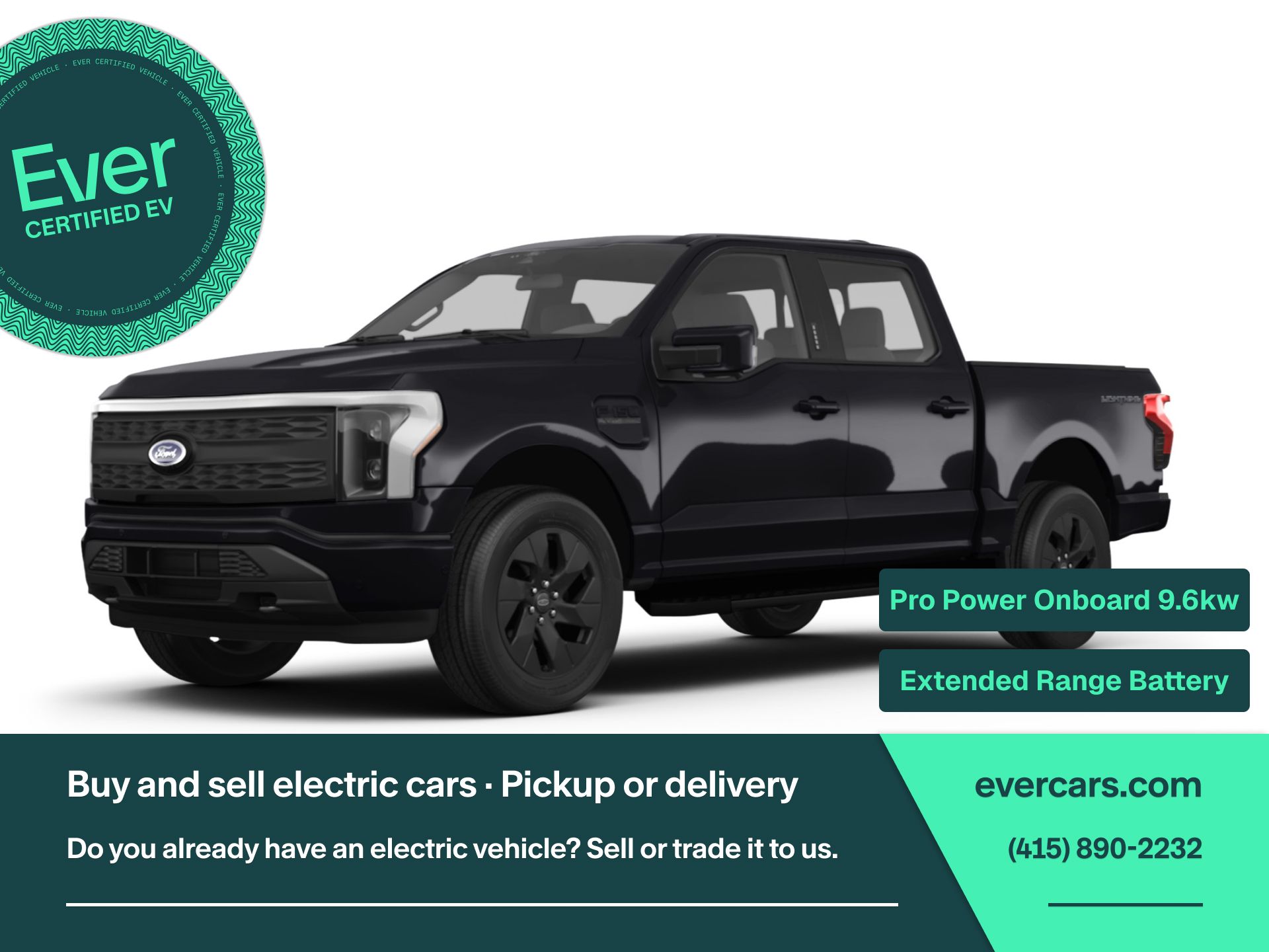 Blue Metallic 2025 Ford F-150 Lightning Flash SuperCrew AWD Pickup Truck All-Wheel Drive Automatic