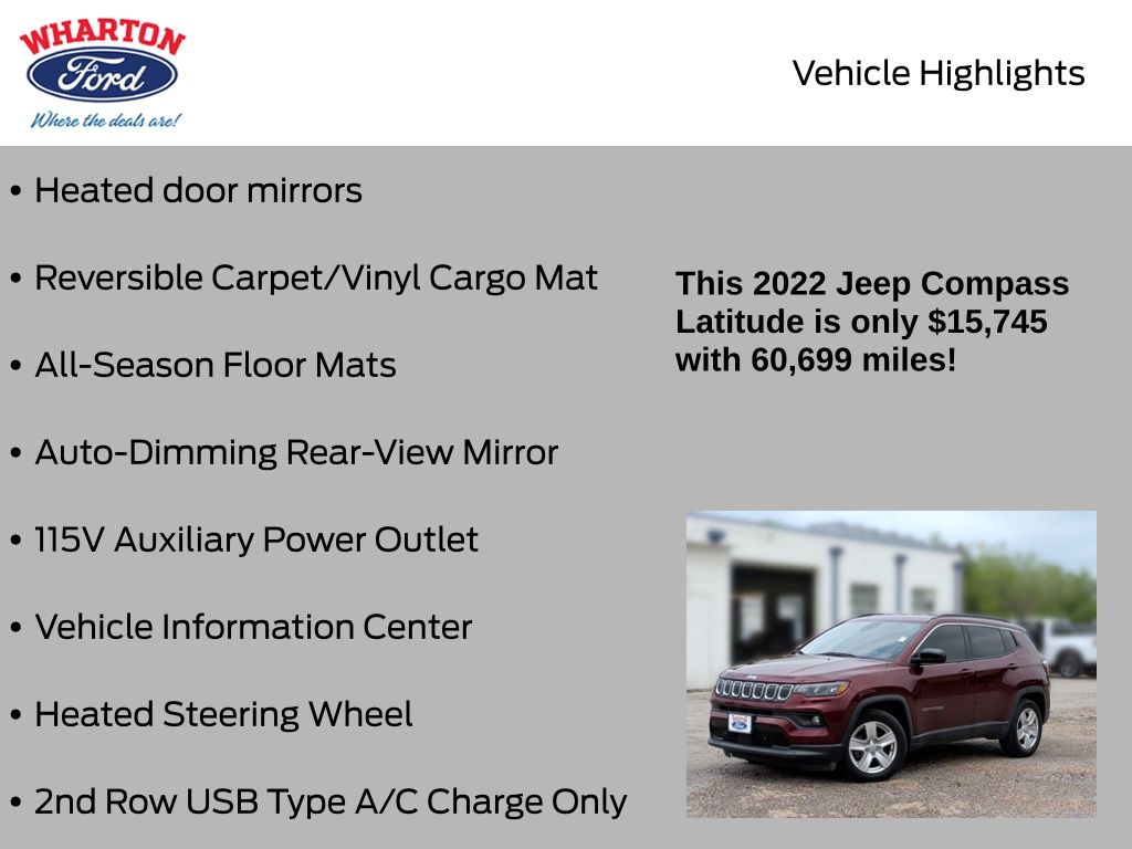 2022 Jeep Compass Latitude Red at Cook Ford
