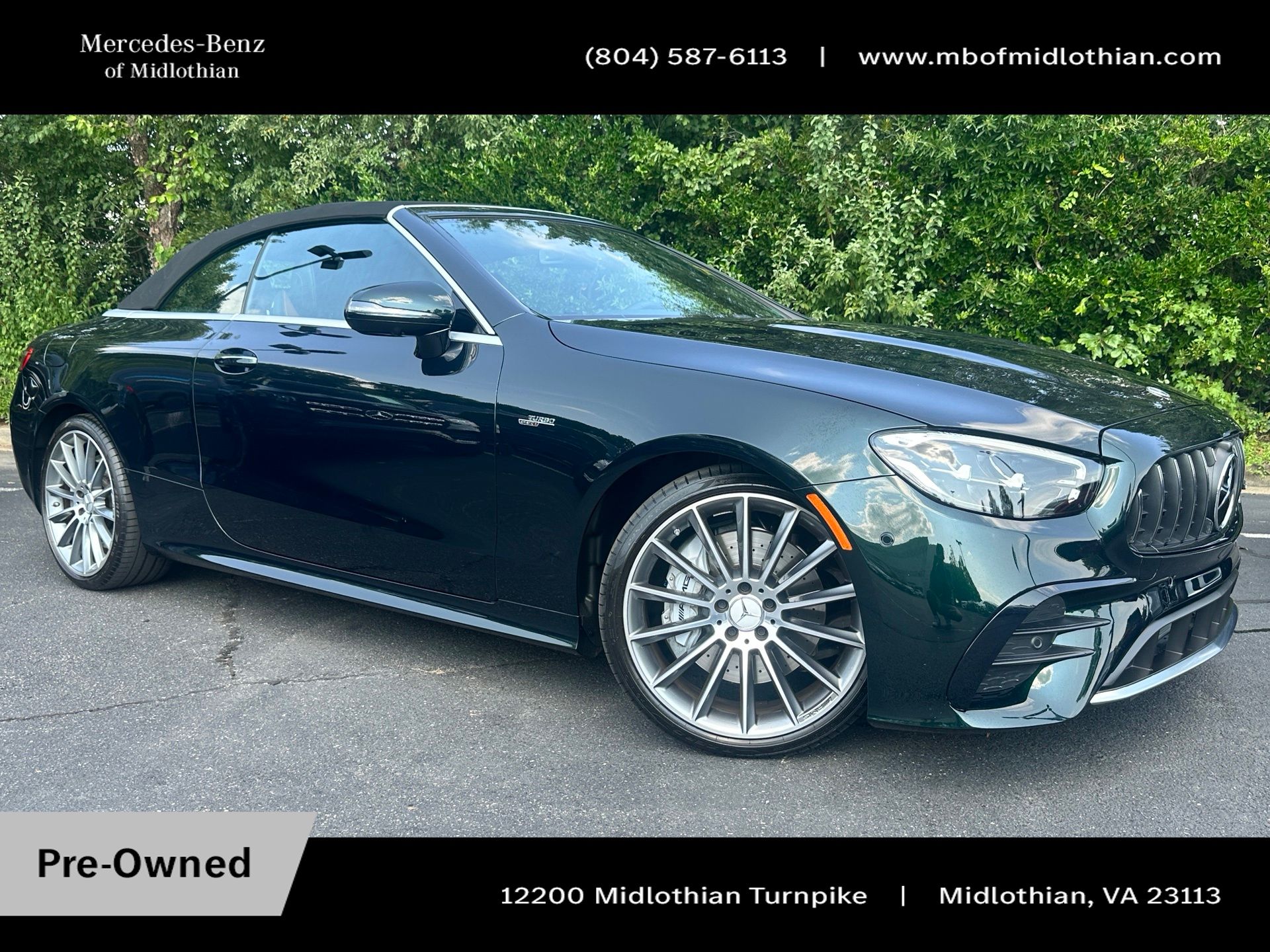 Emerald Green Metallic 2022 Mercedes-Benz E-Class Convertible All-Wheel Drive 9-Speed Automatic