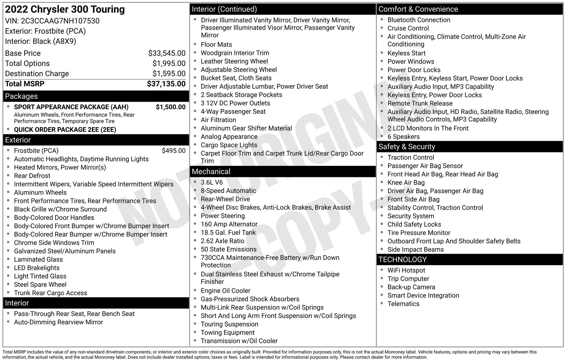 2022 Chrysler 300 Touring RWD