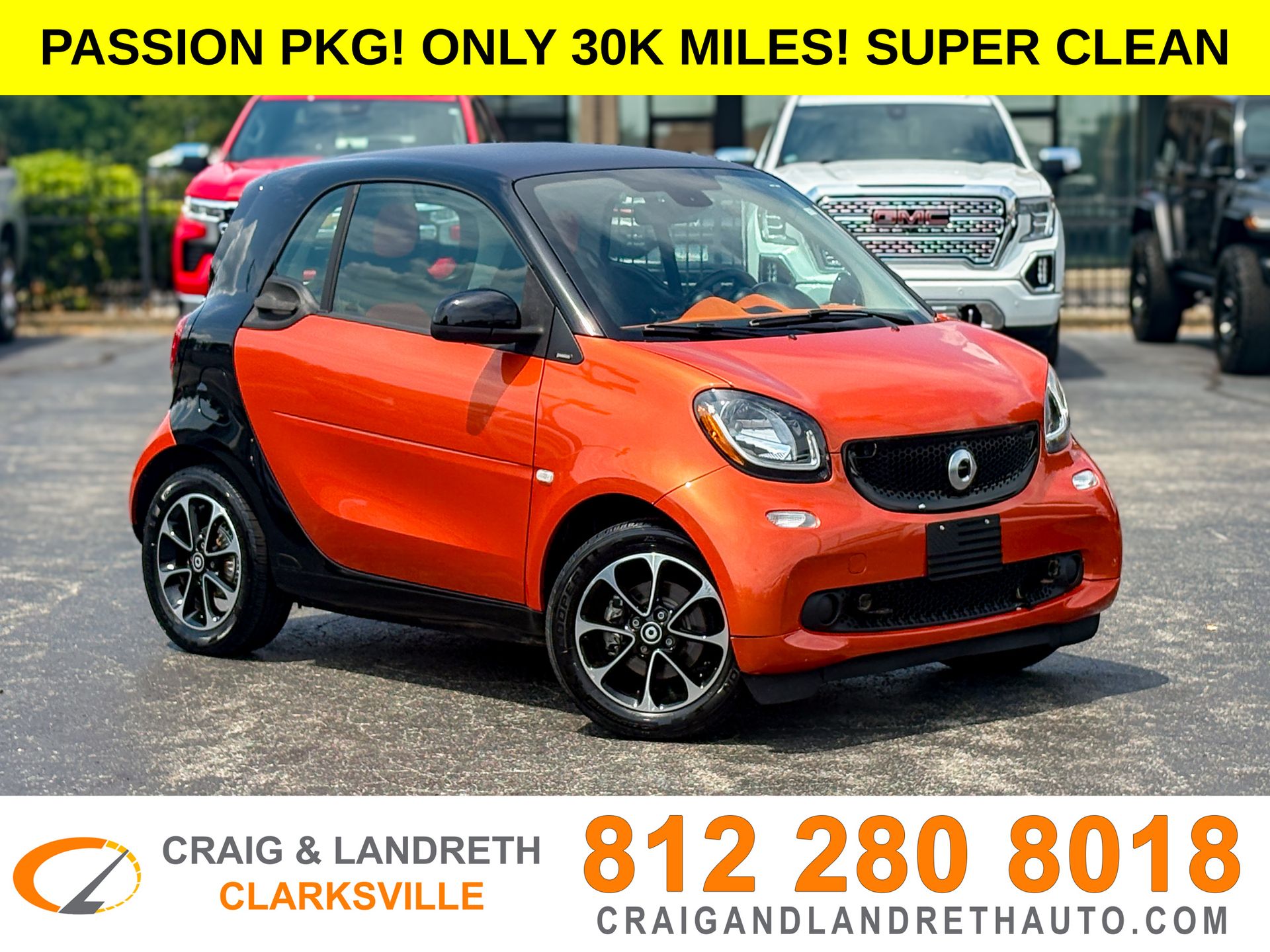 Orange 2016 smart fortwo Hatchback Automatic