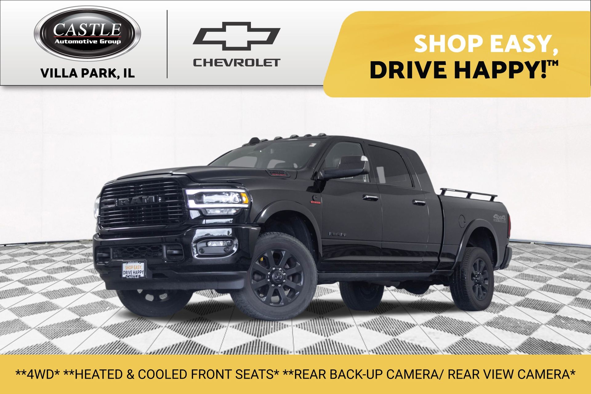 Diamond Black Crystal Pearlcoat 2019 RAM 2500 Laramie Mega Cab 4WD Pickup Truck Four-Wheel Drive 6-Speed Automatic