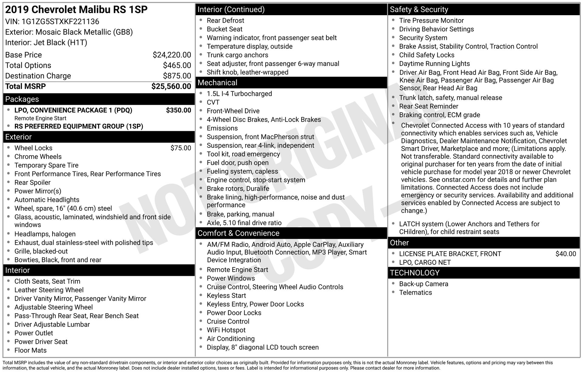 2019 CHEVROLET MALIBU - Image 3