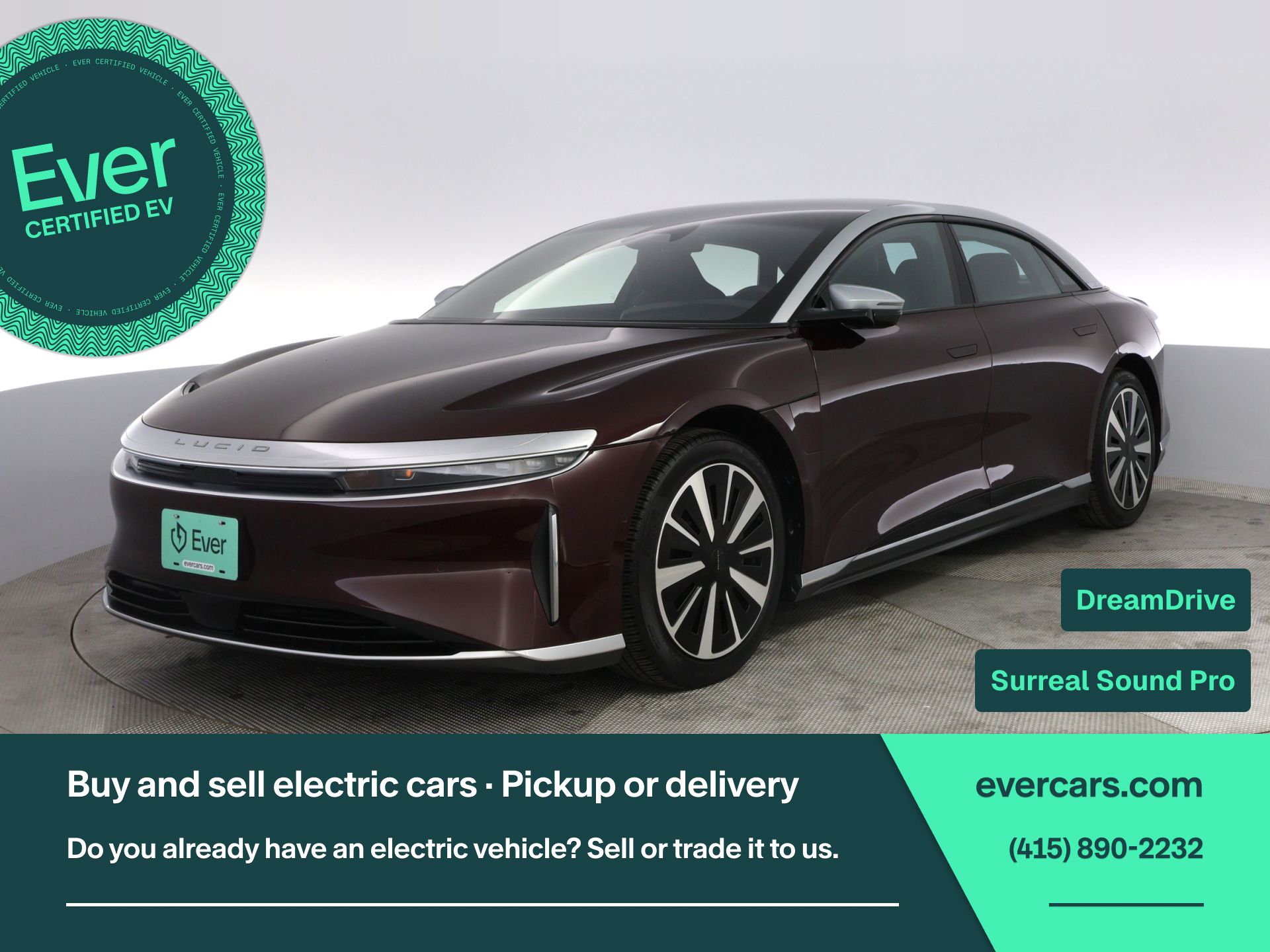 Red (Maroon) 2024 Lucid Air Grand Touring AWD Sedan All-Wheel Drive 1-Speed Automatic