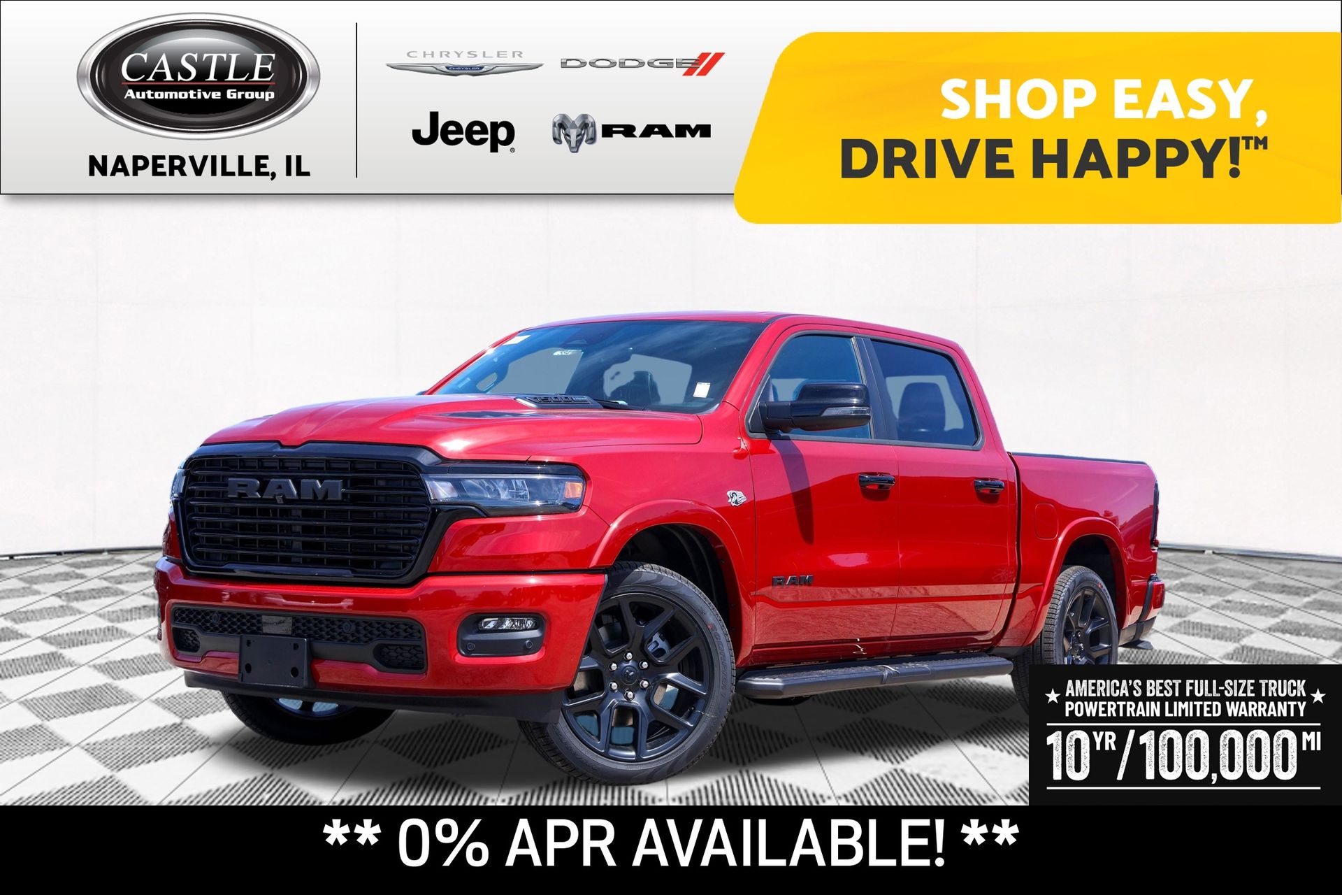 Molten Red Pearlcoat 2026 RAM 1500 Pickup Truck Four-Wheel Drive 8-Speed Automatic