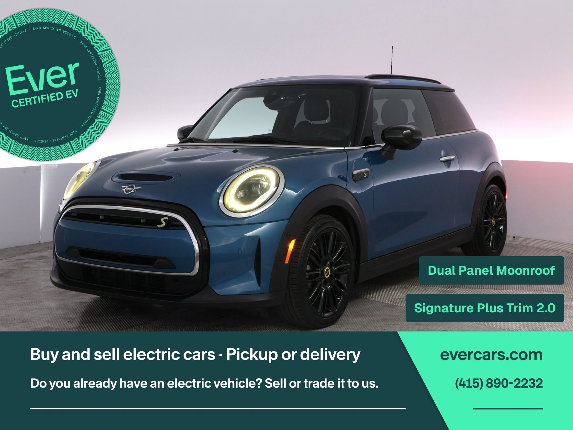 Island Blue Metallic 2023 MINI Cooper Hatchback Front-Wheel Drive 1-Speed Automatic