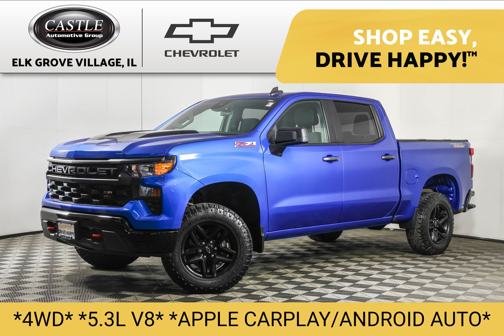 Glacier Blue Metallic 2022 Chevrolet Silverado 1500 Pickup Truck Four-Wheel Drive Automatic