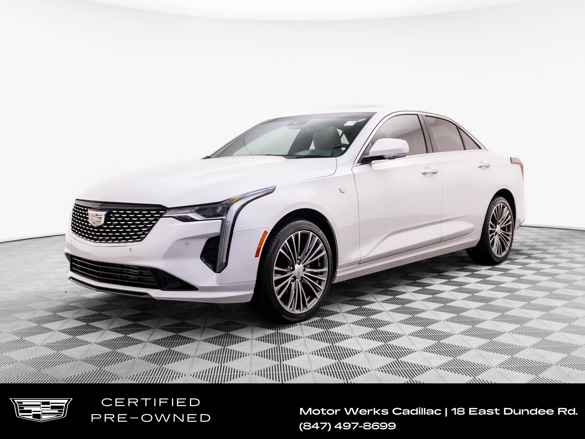 Crystal White Tricoat 2023 Cadillac CT4 Sedan All-Wheel Drive 8-Speed Automatic