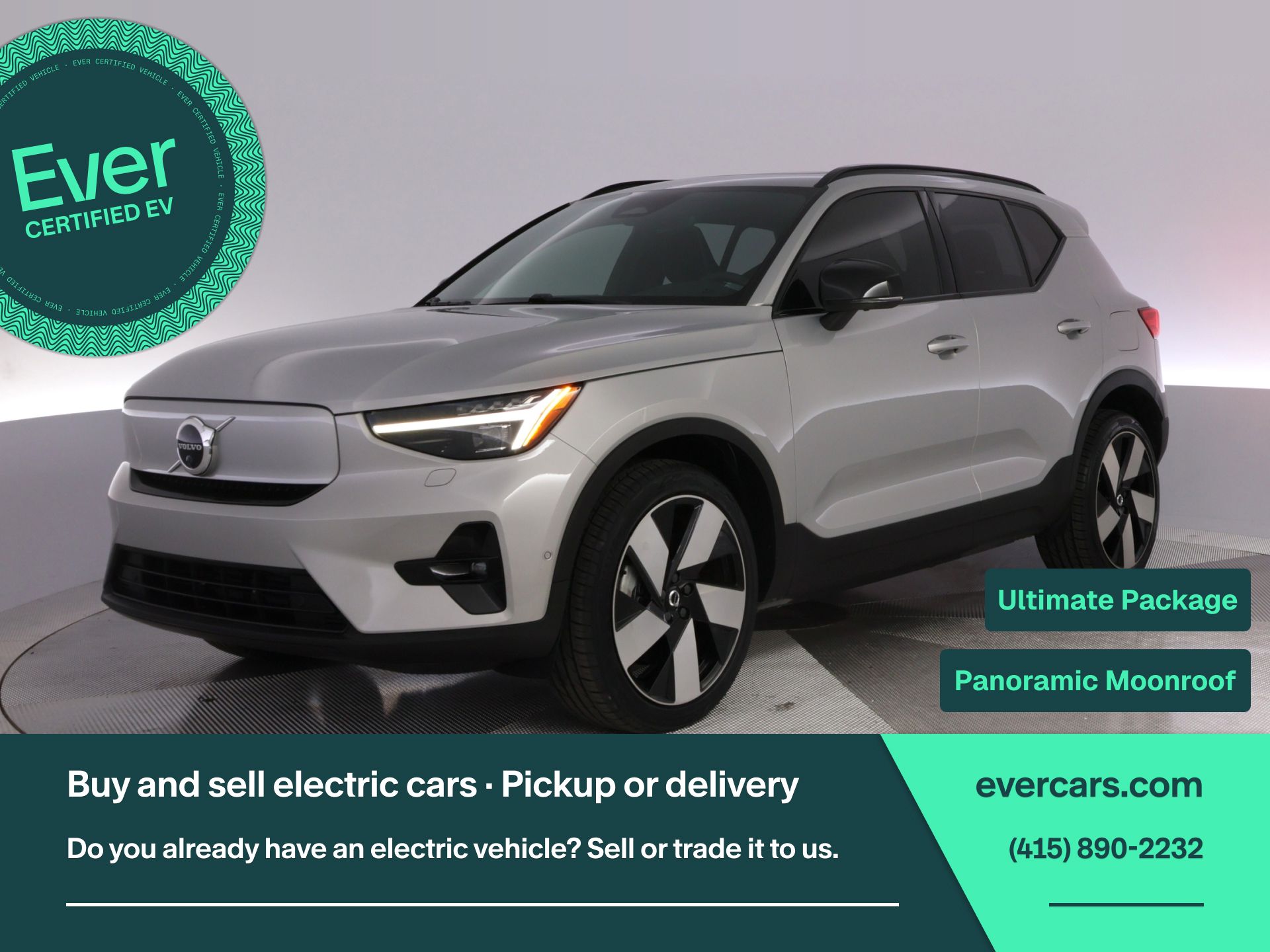Silver 2023 Volvo XC40 Recharge SUV / Crossover All-Wheel Drive 1-Speed Automatic