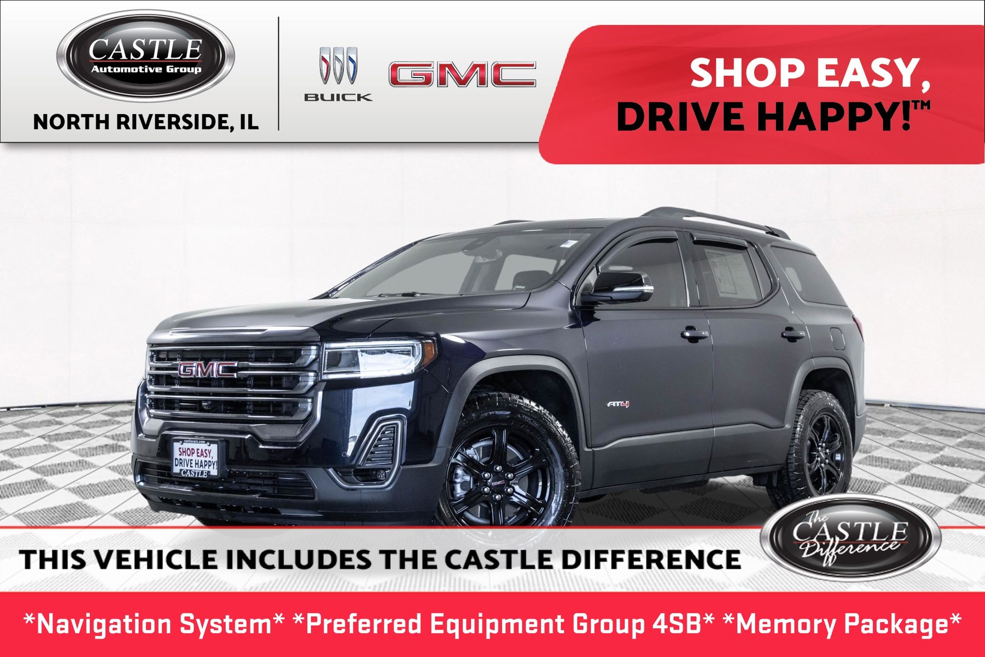 Midnight Blue Metallic 2022 GMC Acadia SUV / Crossover Four-Wheel Drive 9-Speed Automatic