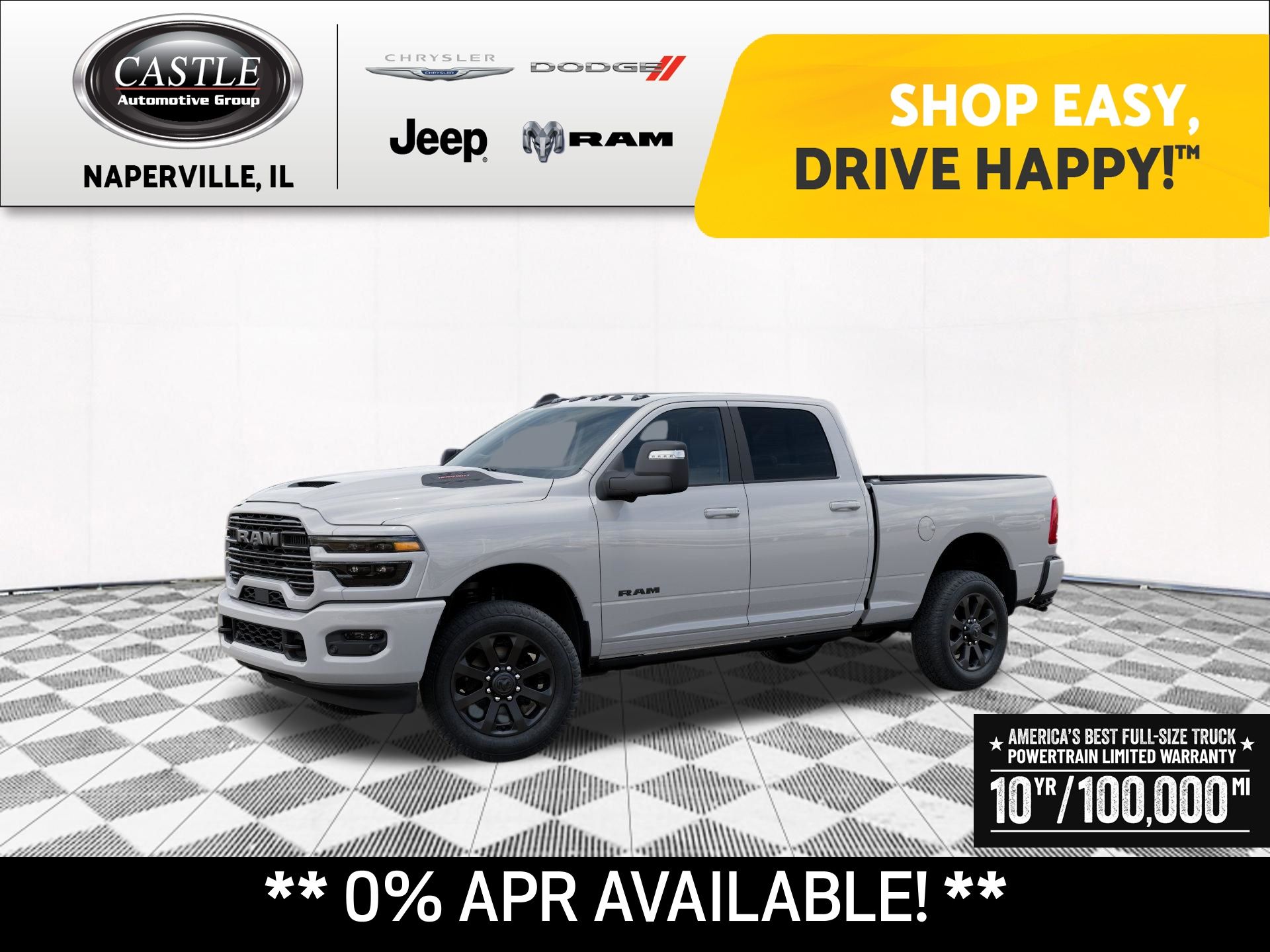 Bright White Clearcoat 2026 RAM 2500 Laramie Crew Cab 4WD Pickup Truck Four-Wheel Drive 8-Speed Automatic