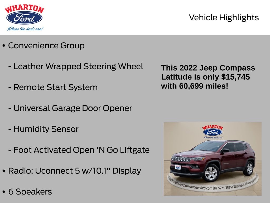 2022 Jeep Compass Latitude Red at Westside Lexus