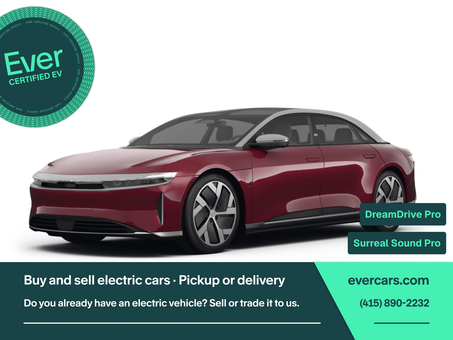 Red 2022 Lucid Air Sedan All-Wheel Drive 1-Speed Automatic