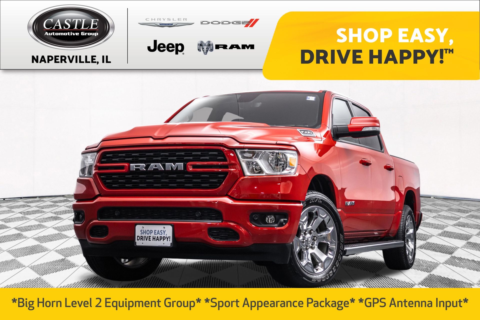 Flame Red Clearcoat 2022 RAM 1500 Pickup Truck Four-Wheel Drive 8-Speed Automatic