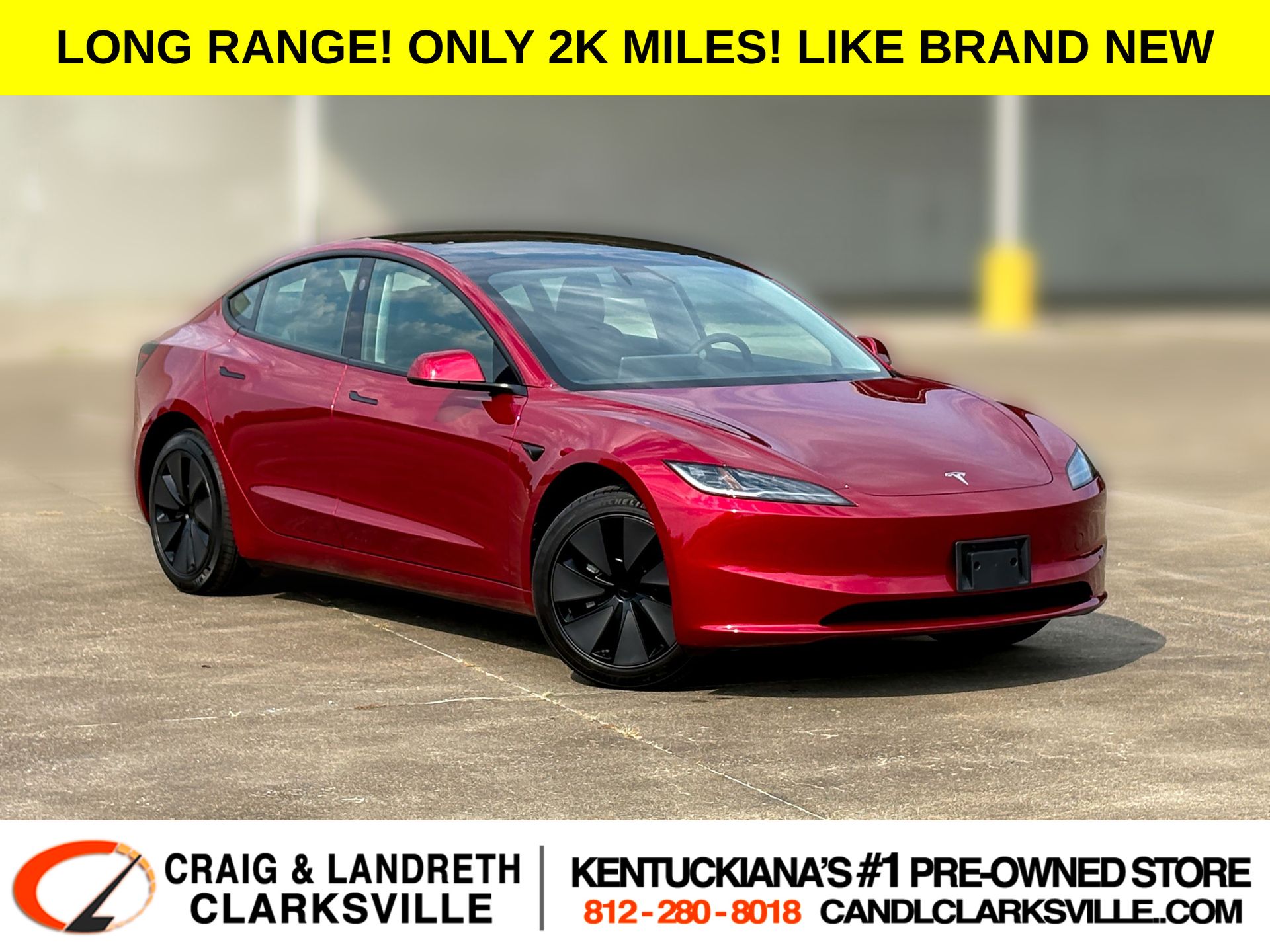 Red 2025 Tesla Model 3 Sedan Rear-Wheel Drive 1-Speed Automatic