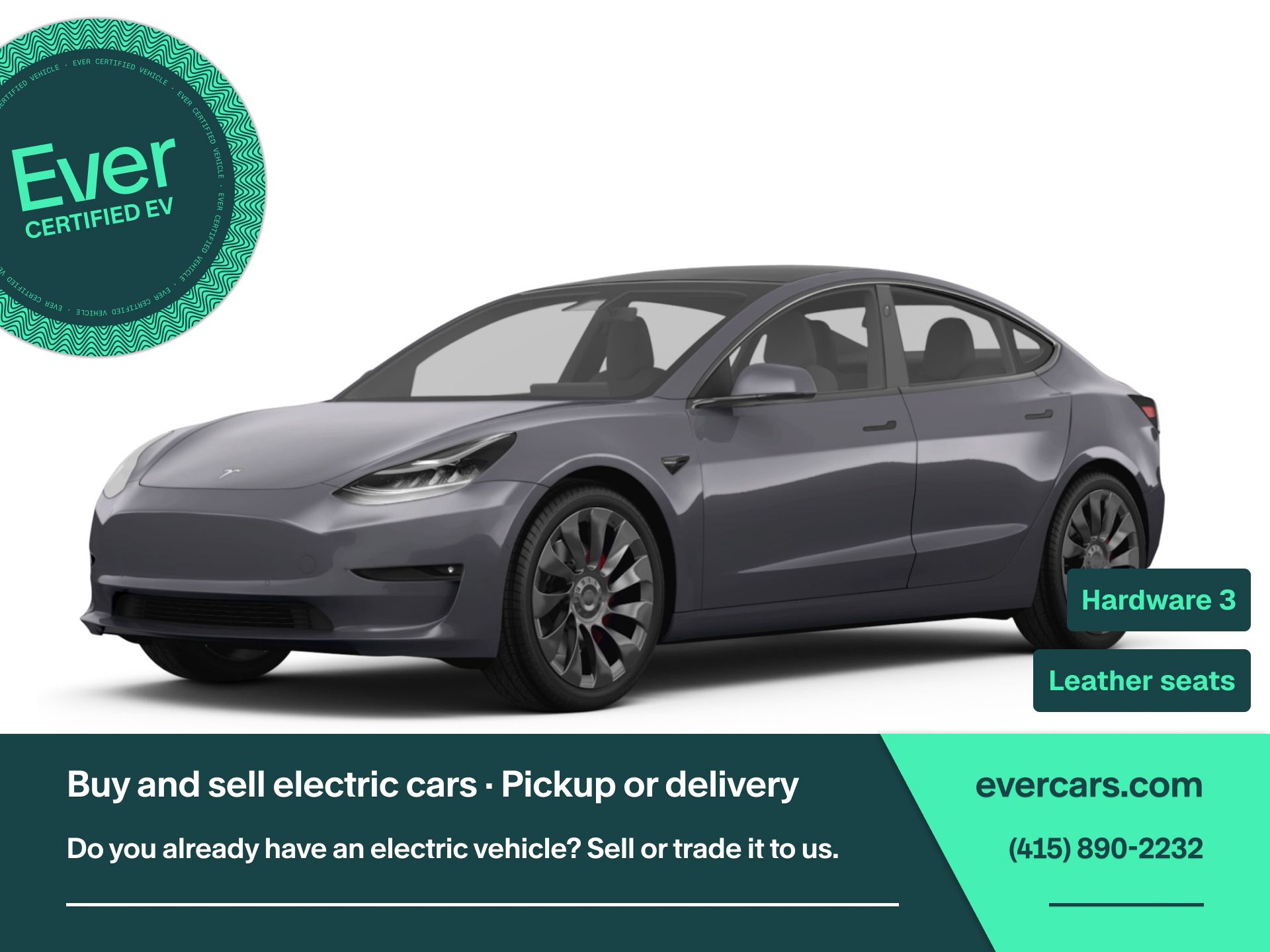 Gray 2023 Tesla Model 3 Sedan All-Wheel Drive 1-Speed Automatic