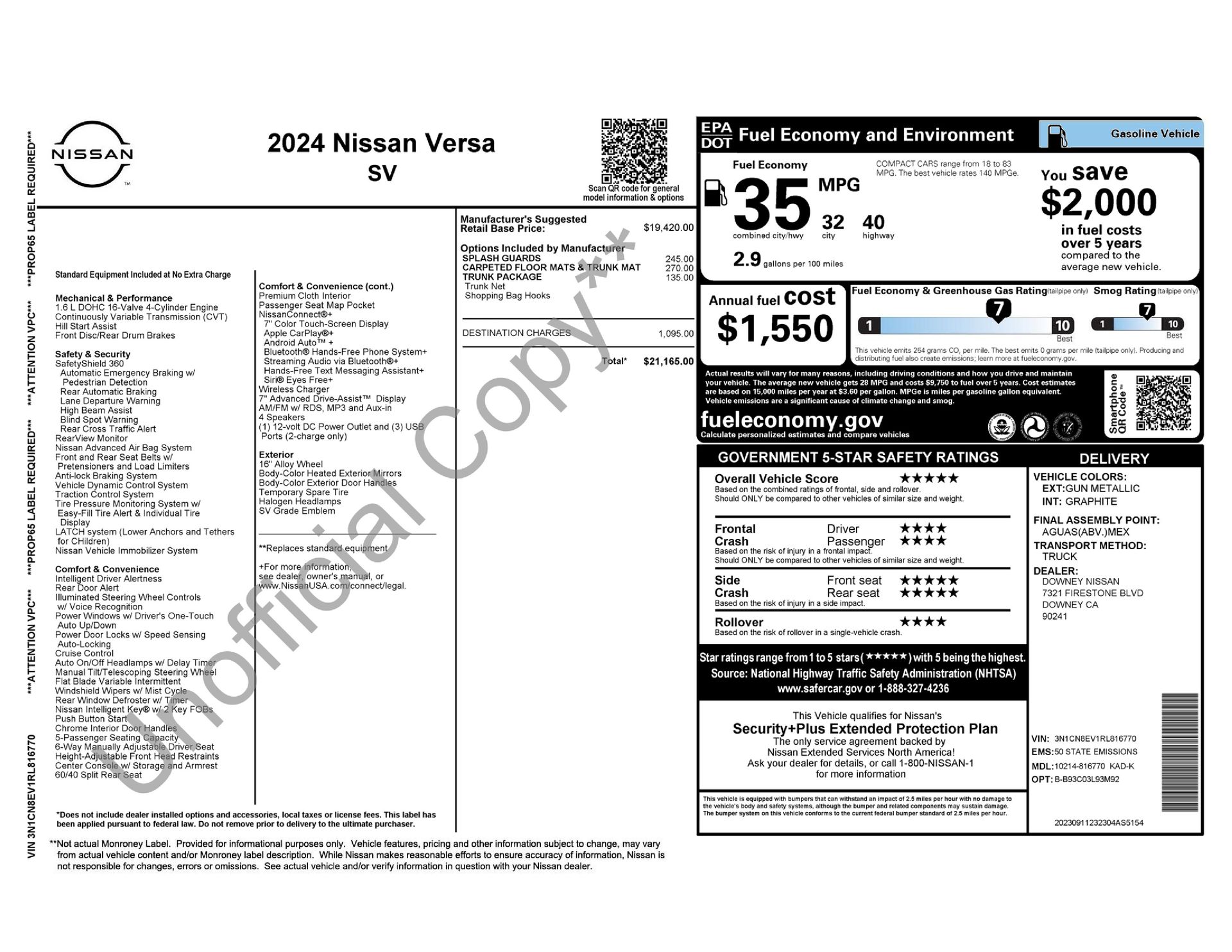 2024 Nissan Versa 1.6 SV Gray at Durrett Motor Company