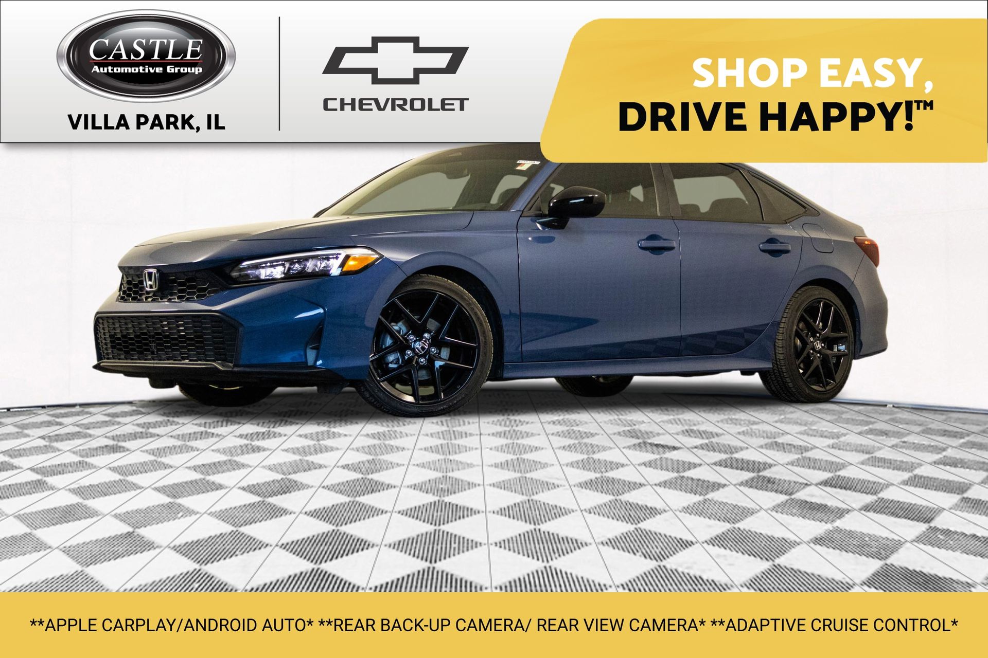 Blue 2026 Honda Civic Sport FWD Sedan Front-Wheel Drive Continuously Variable Transmission