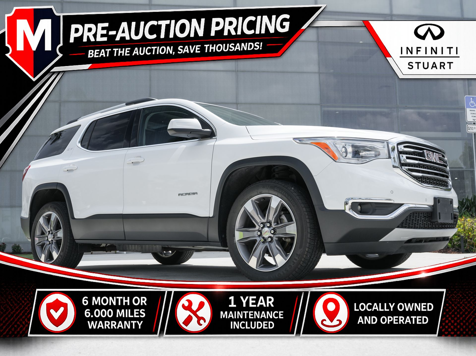 White Frost Tricoat 2019 GMC Acadia SUV / Crossover Four-Wheel Drive 6-Speed Automatic