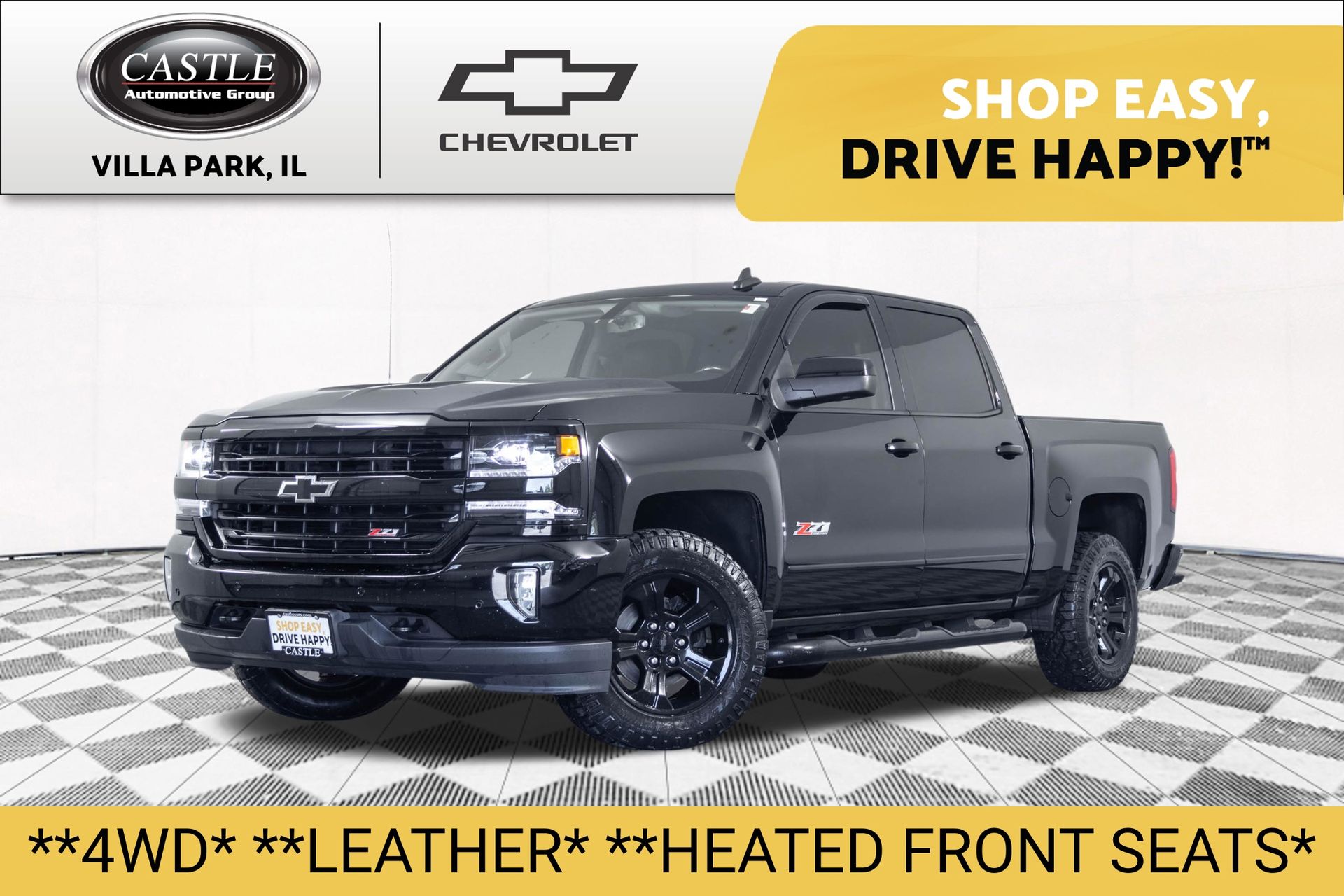 Black 2017 Chevrolet Silverado 1500 Pickup Truck Four-Wheel Drive 8-Speed Automatic Overdrive