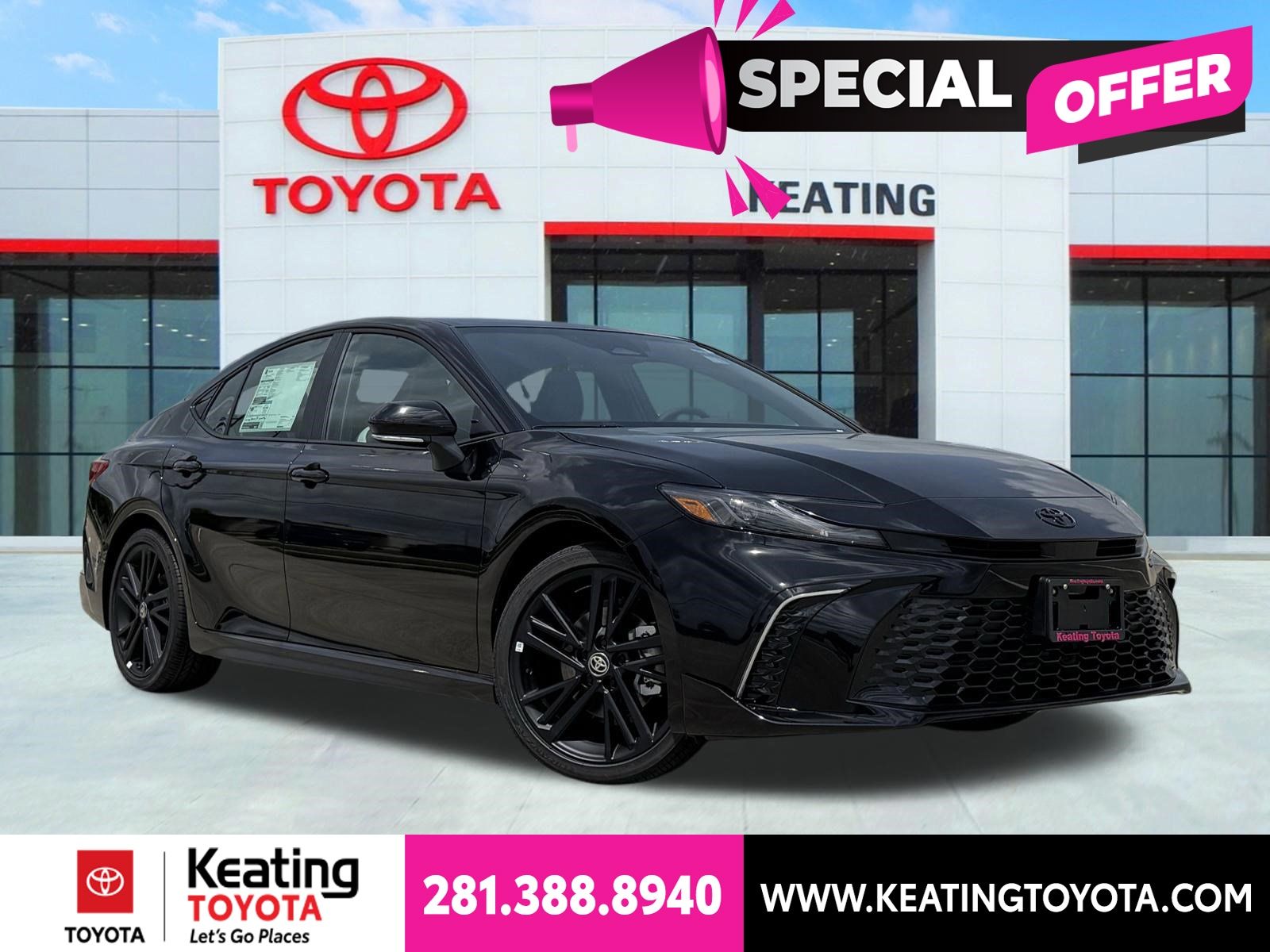 Midnight Black Metallic 2026 Toyota Camry Sedan Front-Wheel Drive Continuously Variable Transmission