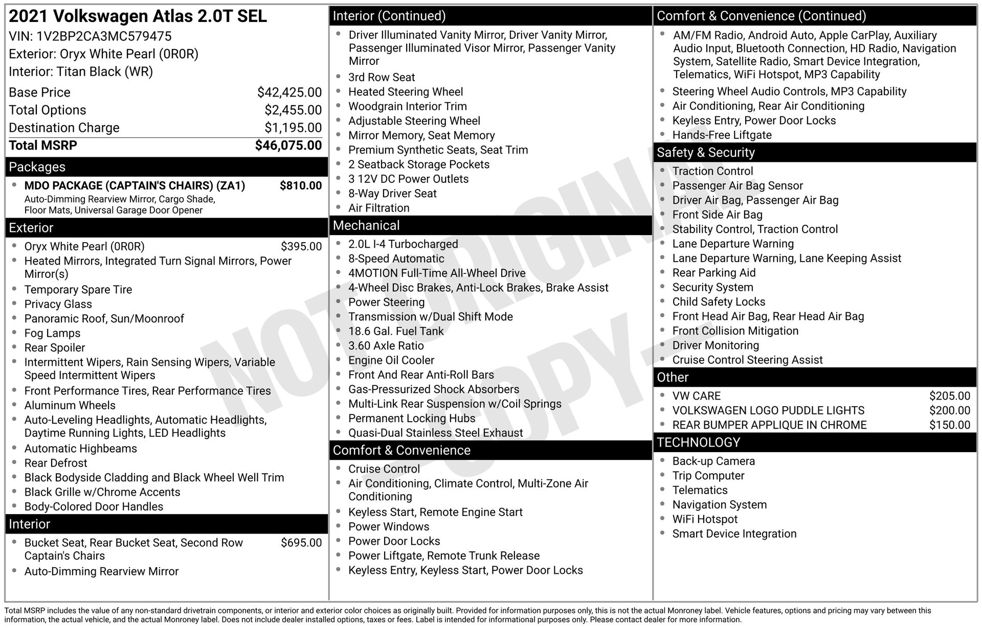 2021 VOLKSWAGEN ATLAS - Image 3