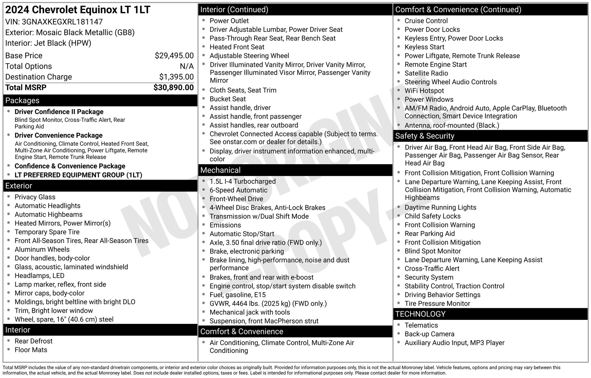 2024 Chevrolet Equinox LT Black at Matthews Motors of Wilmington