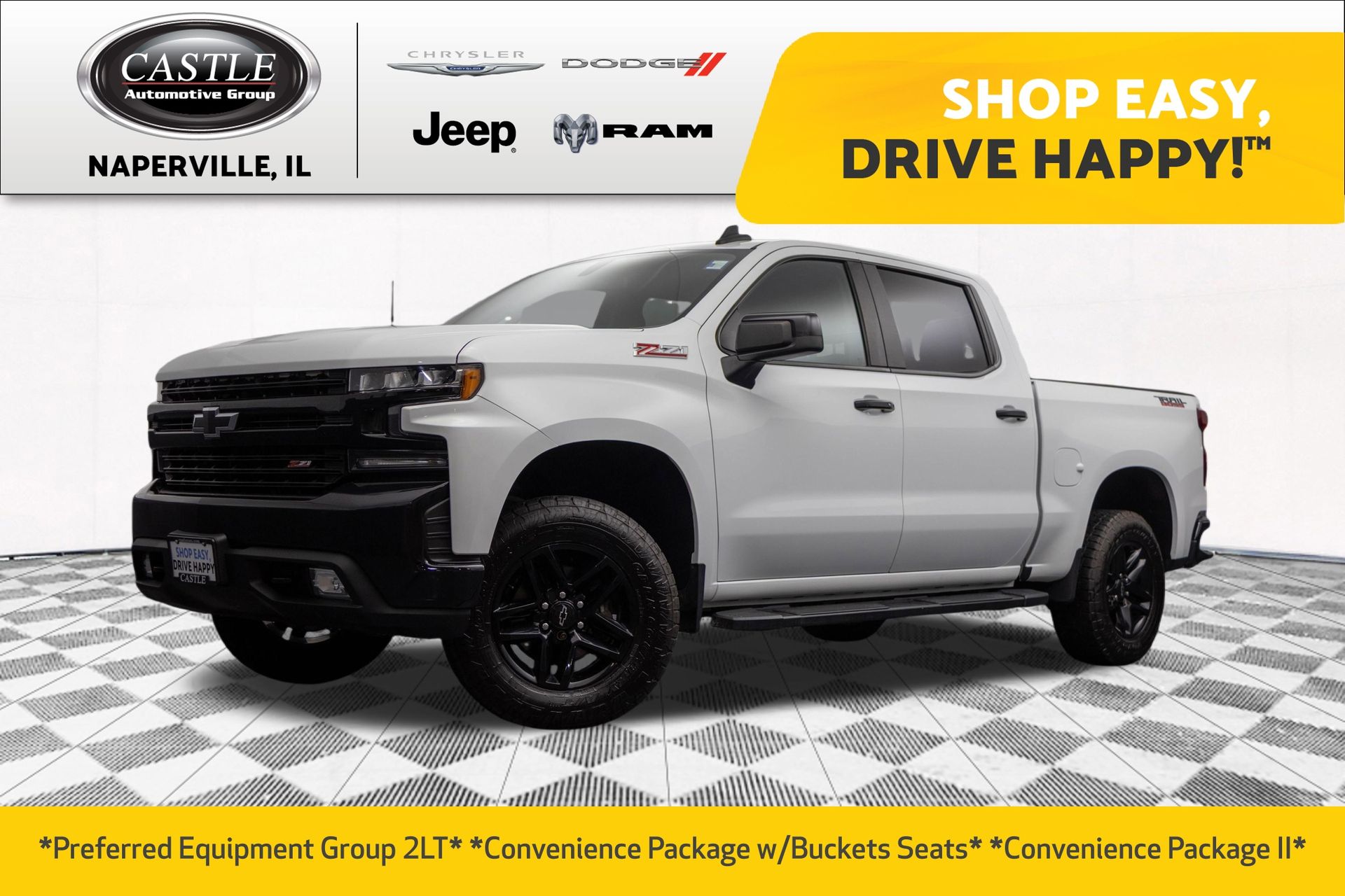 Summit White 2020 Chevrolet Silverado 1500 LT Trail Boss Crew Cab 4WD Pickup Truck Four-Wheel Drive Automatic