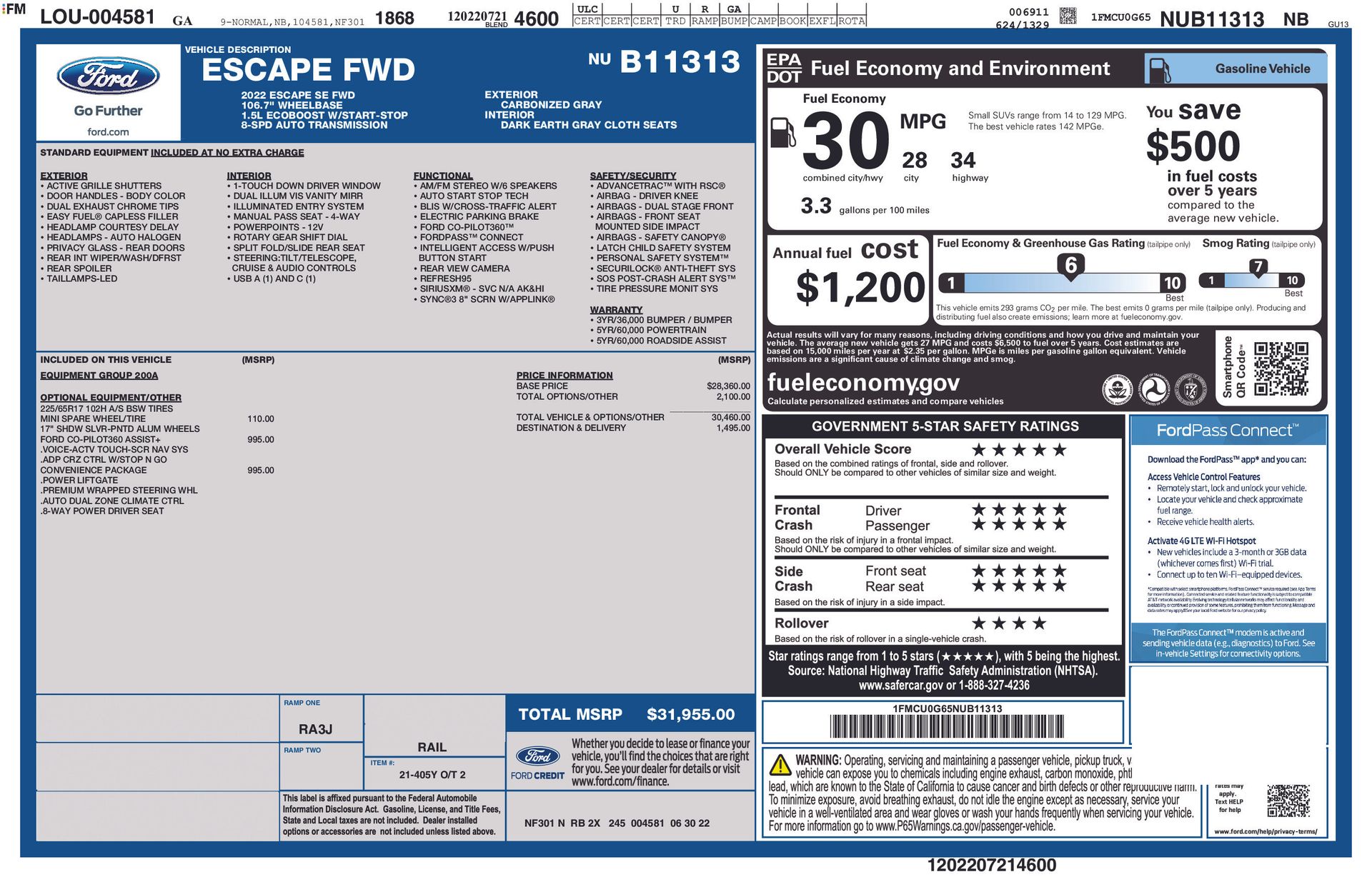 2022 Ford Escape SE Gray at DeMontrond Ford