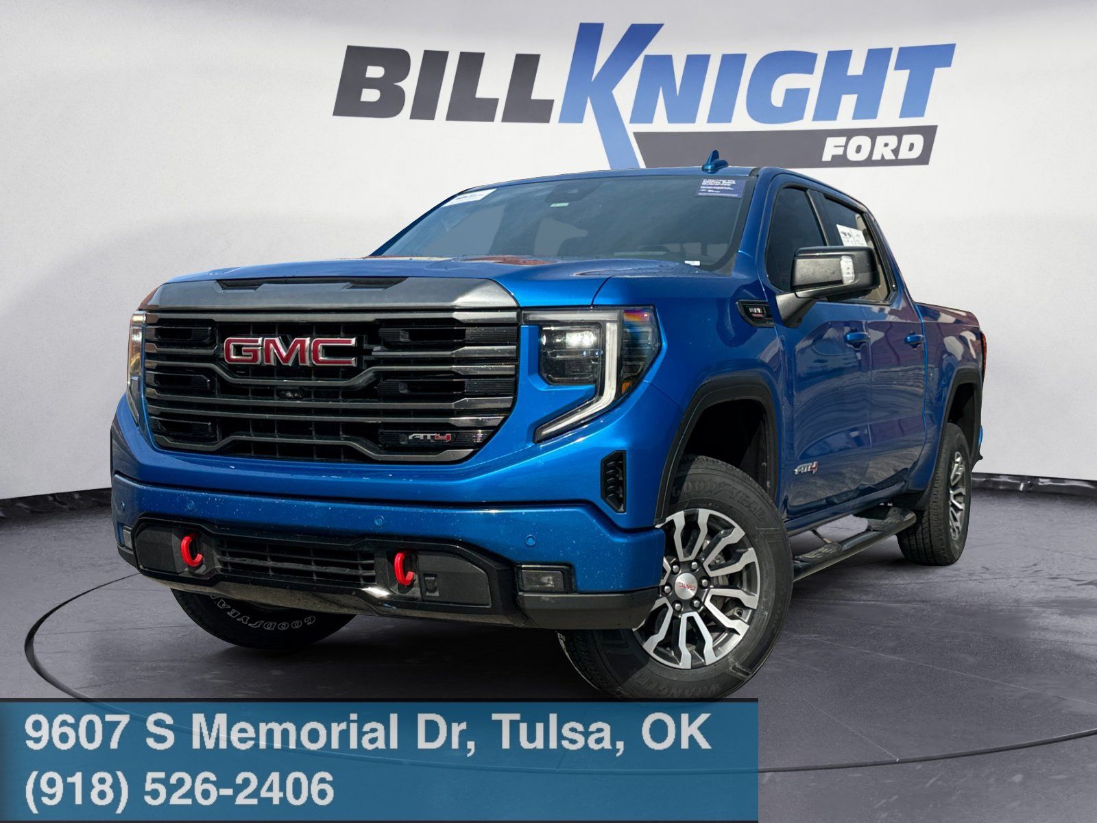 Dynamic Blue Metallic 2023 GMC Sierra 1500 AT4 Crew Cab 4WD Pickup Truck Four-Wheel Drive Automatic