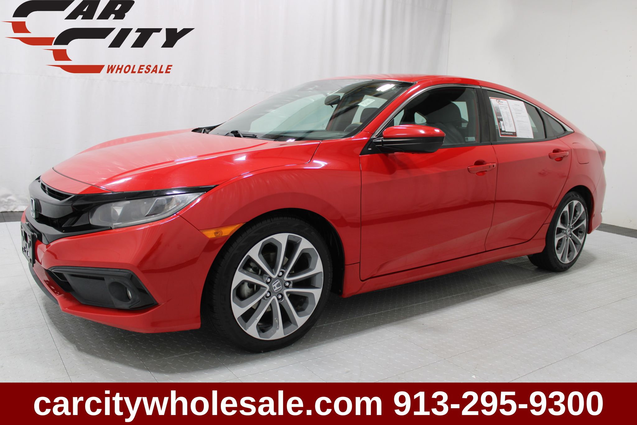 Red 2021 Honda Civic Sedan Front-Wheel Drive Continuously Variable Transmission