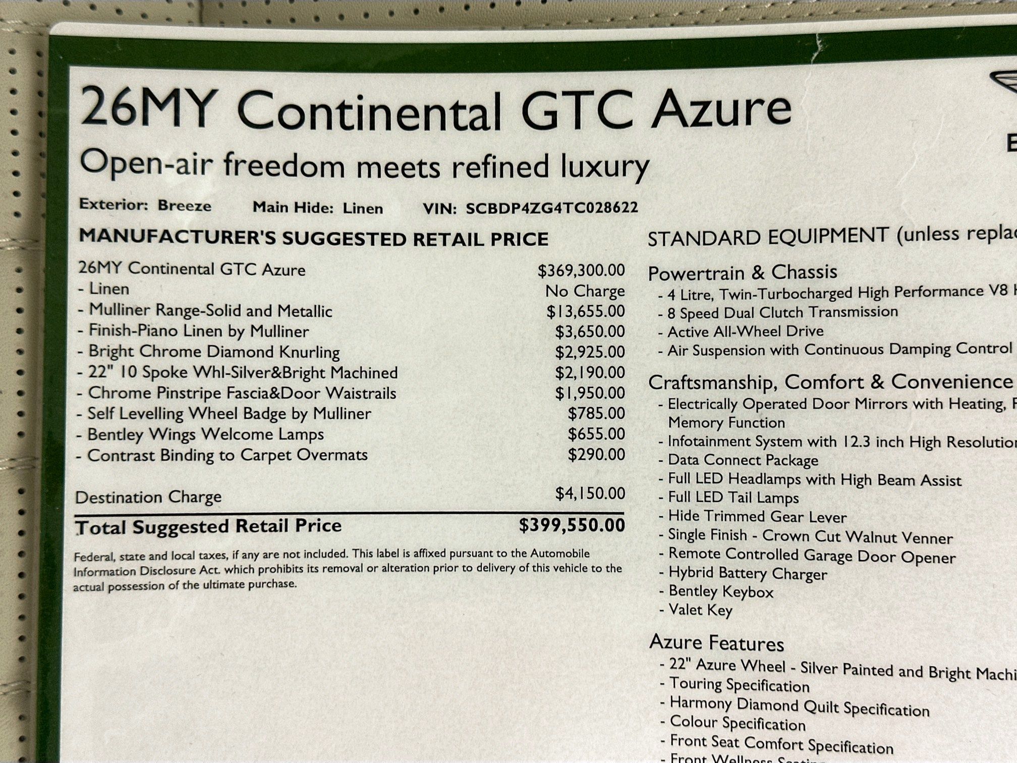 new 2026 Bentley Continental GTC car