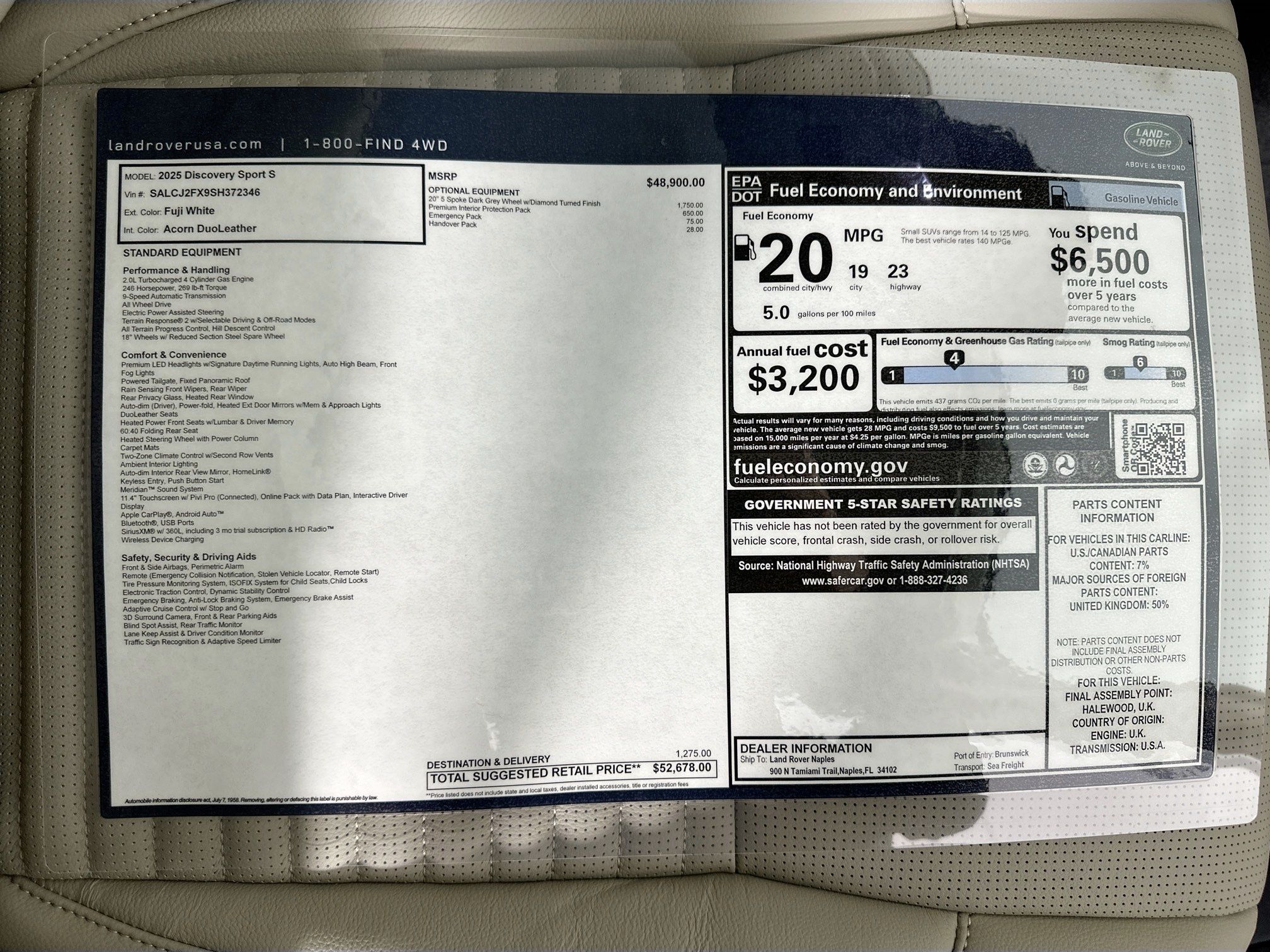 used 2025 Land Rover Discovery Sport car, priced at $52,678