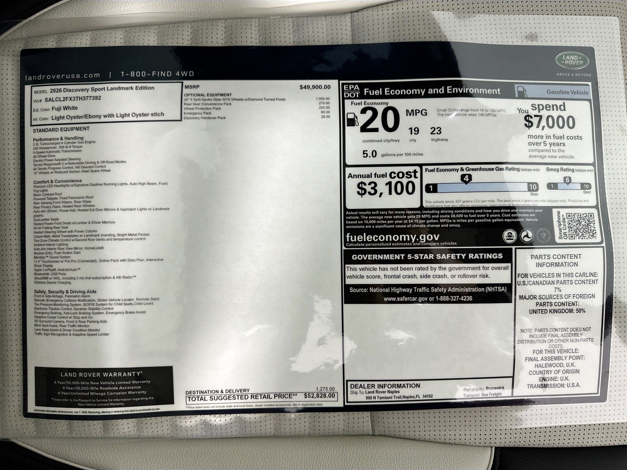 new 2026 Land Rover Discovery Sport car, priced at $52,828