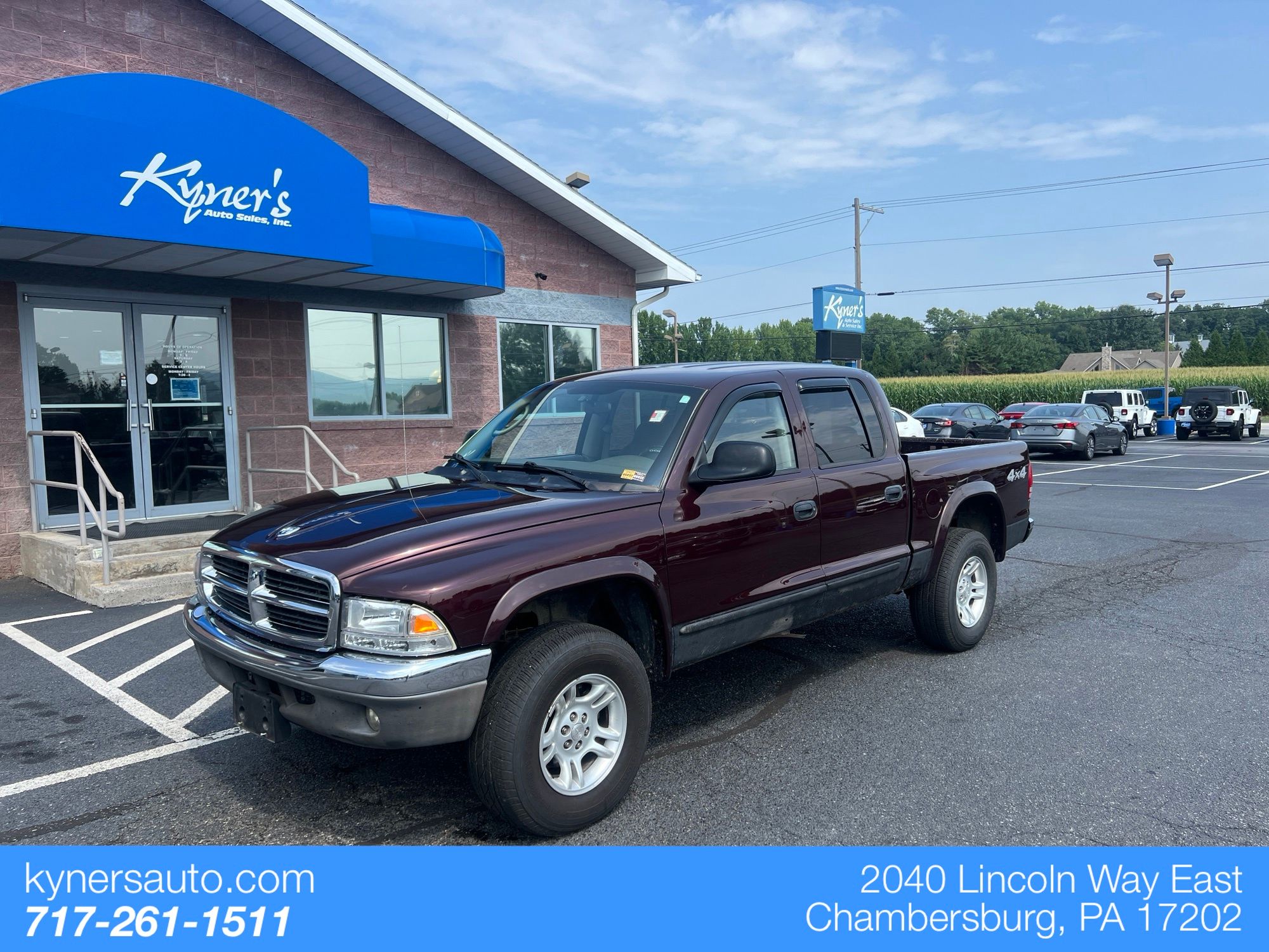 Deep Molten Red Pearl 2004 Dodge Dakota Pickup Truck Four-Wheel Drive 5-Speed Automatic