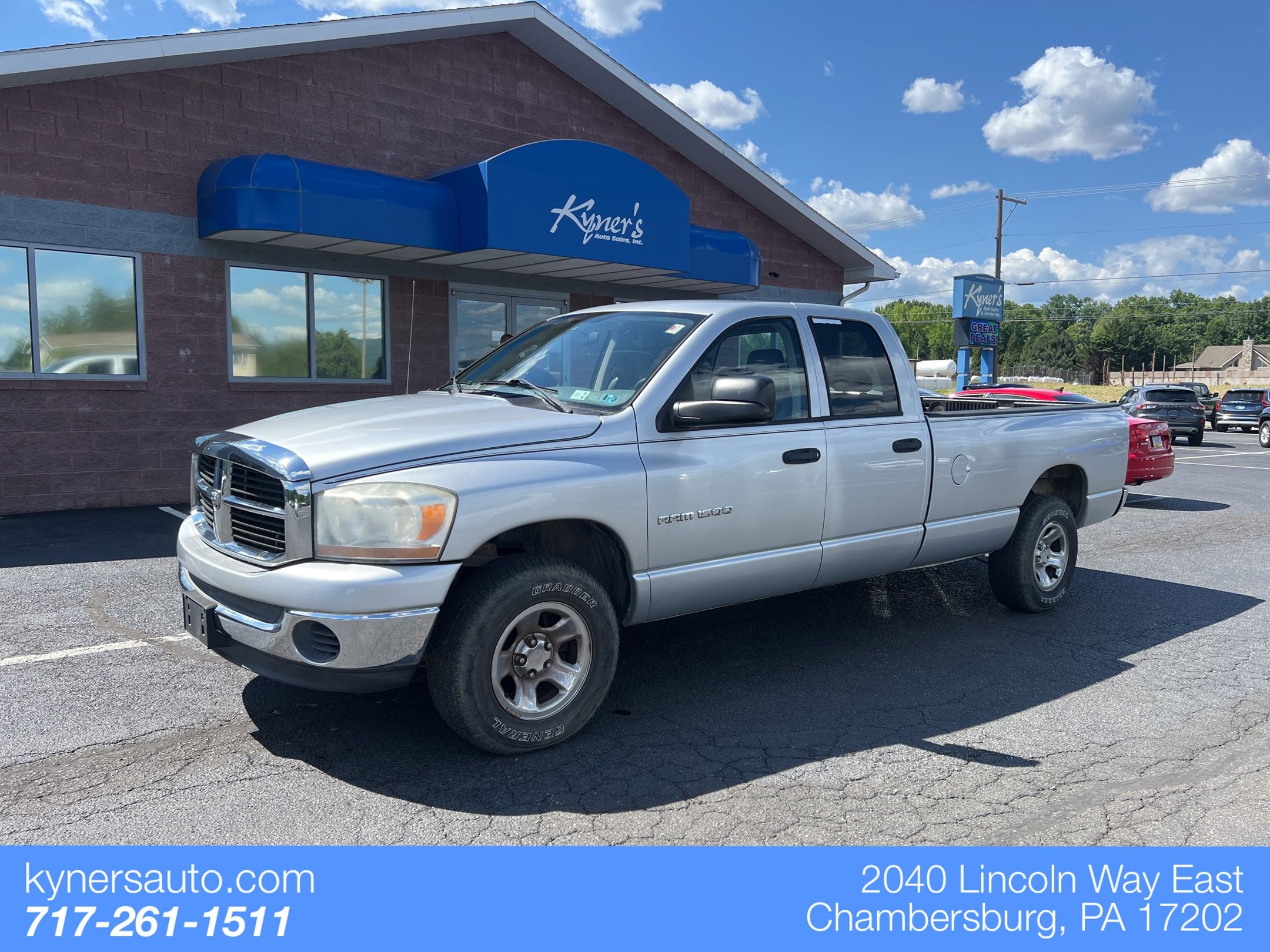 Bright Silver Metallic 2006 Dodge RAM 1500 SLT Quad Cab LB 4WD Pickup Truck Four-Wheel Drive 5-Speed Automatic