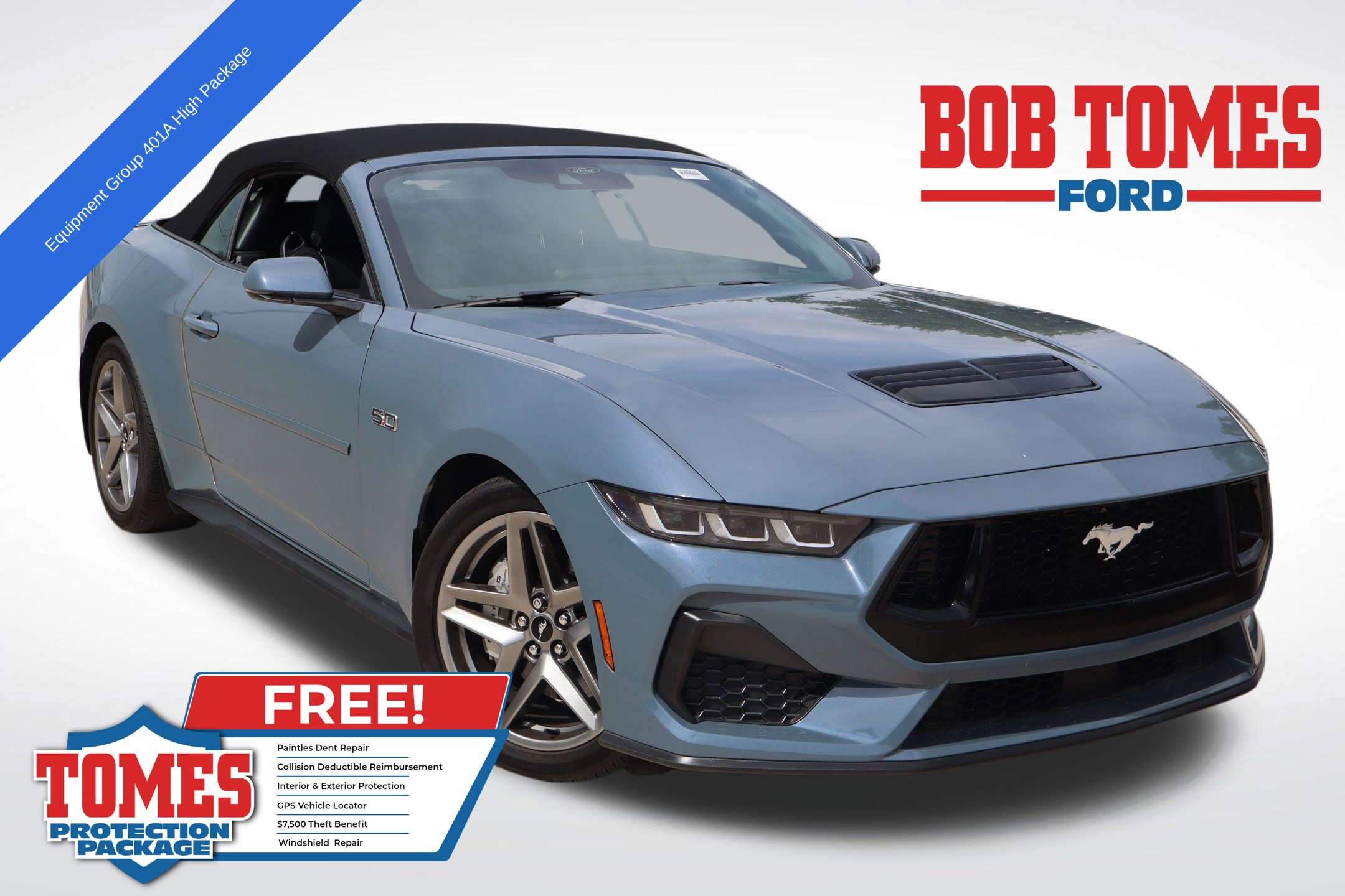 Vapor Blue 2024 Ford Mustang Convertible Rear-Wheel Drive 6-Speed Manual