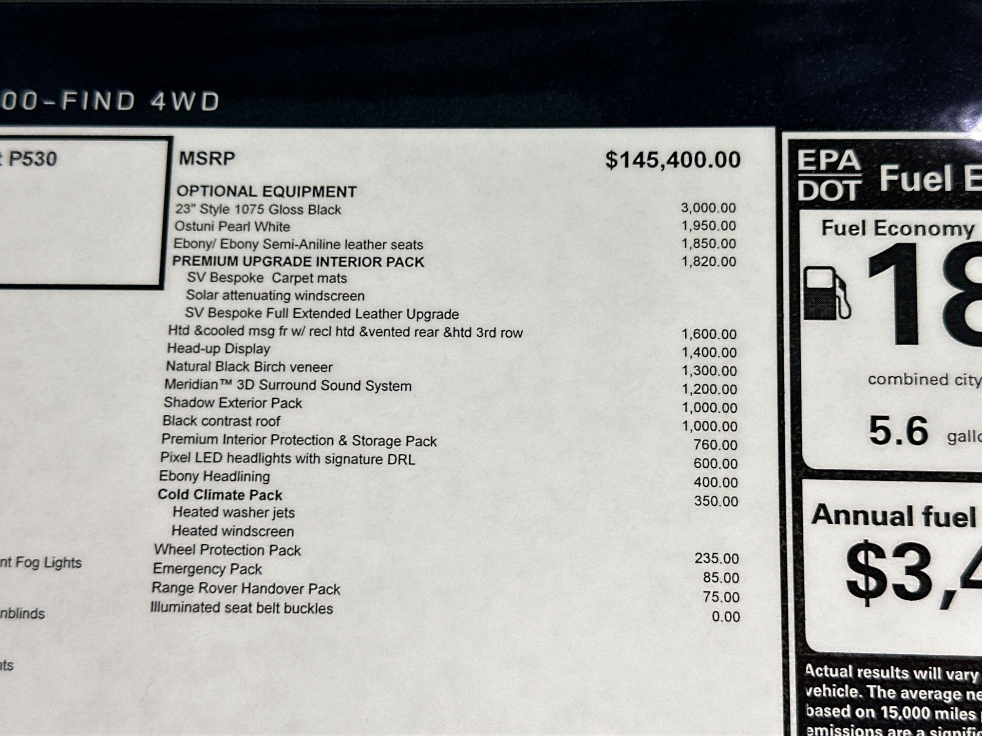 new 2026 Land Rover Range Rover car, priced at $166,475