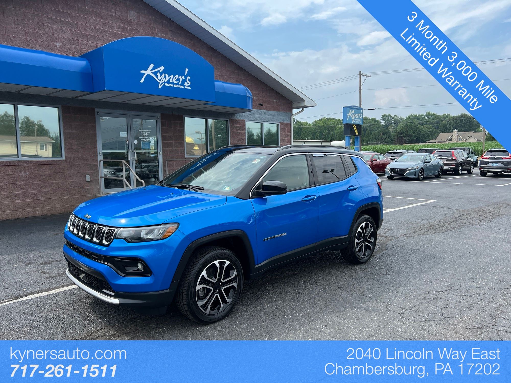 Laser Blue Pearlcoat 2023 Jeep Compass SUV / Crossover Four-Wheel Drive 8-Speed Automatic