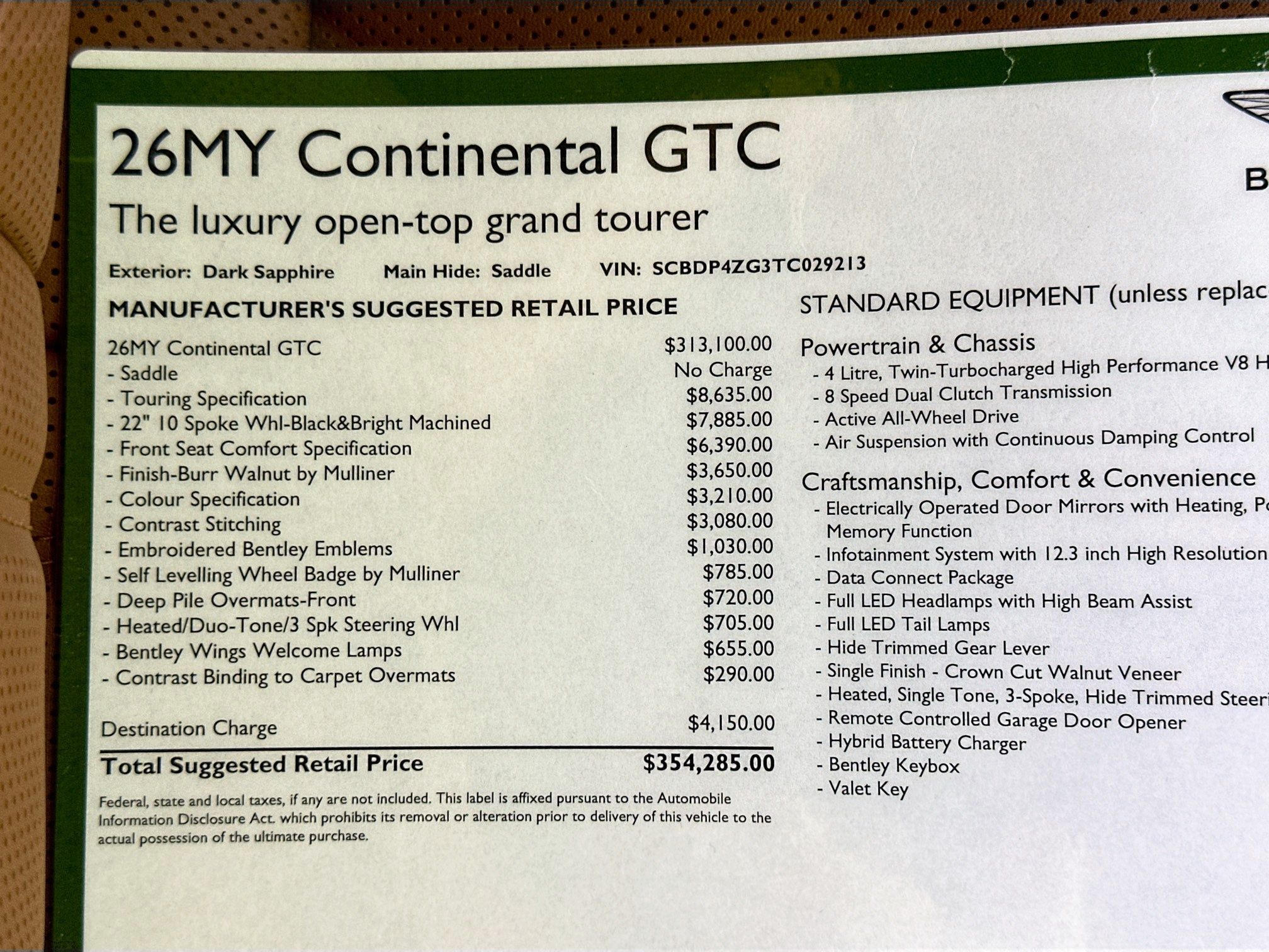 new 2026 Bentley Continental GTC car