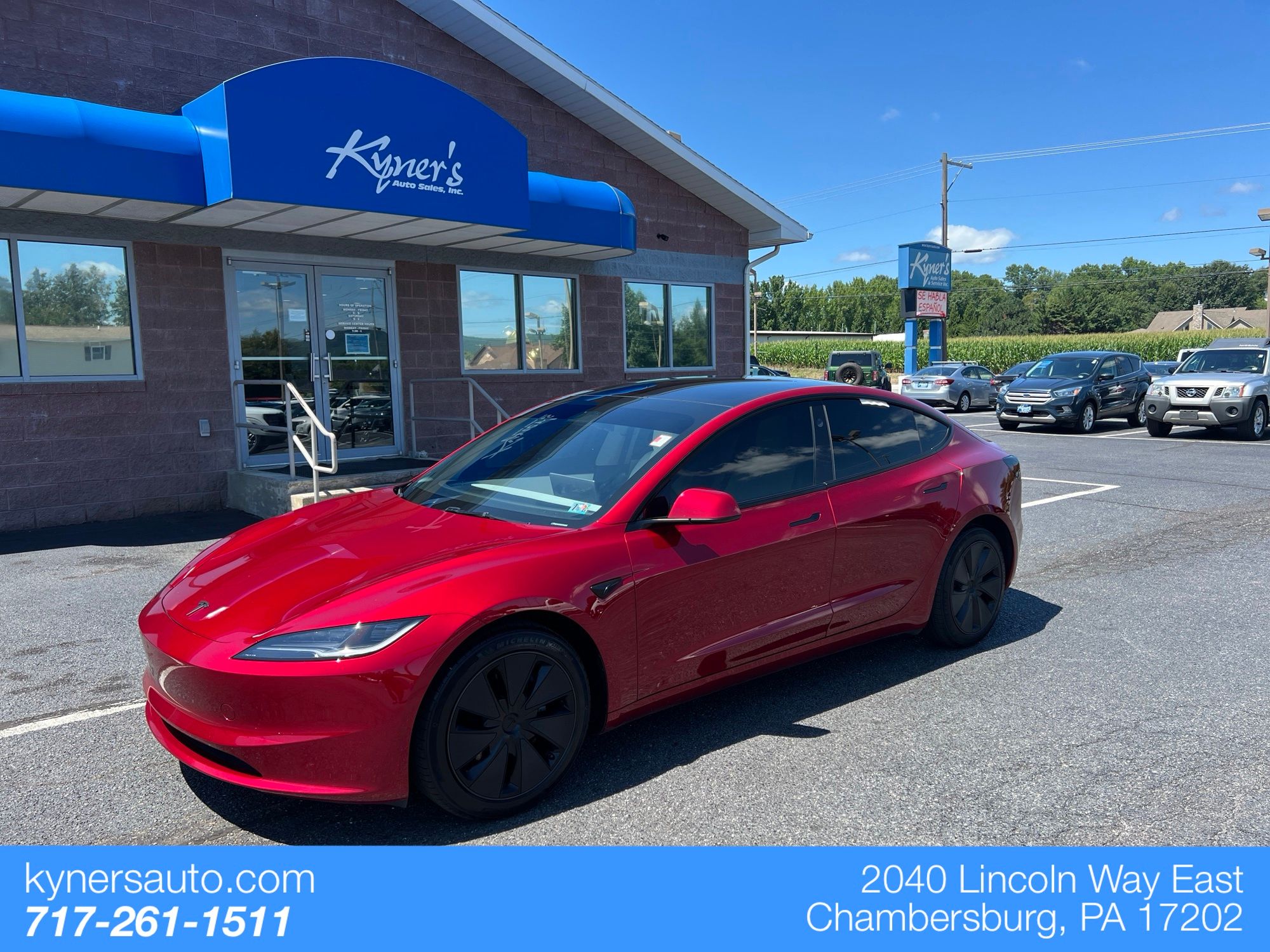 Red 2025 Tesla Model 3 Sedan All-Wheel Drive 1-Speed Automatic