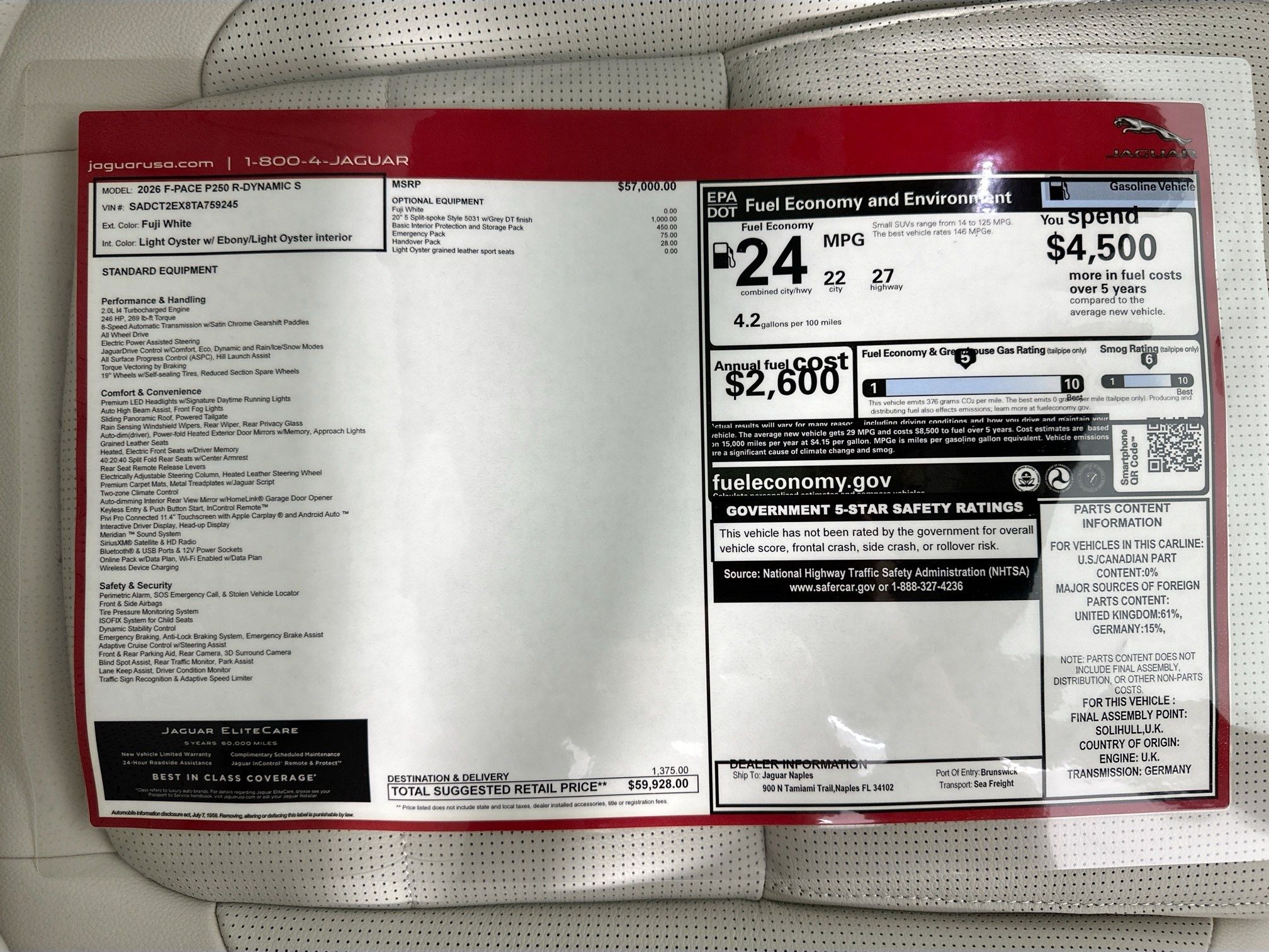 used 2026 Jaguar F-PACE car, priced at $49,995