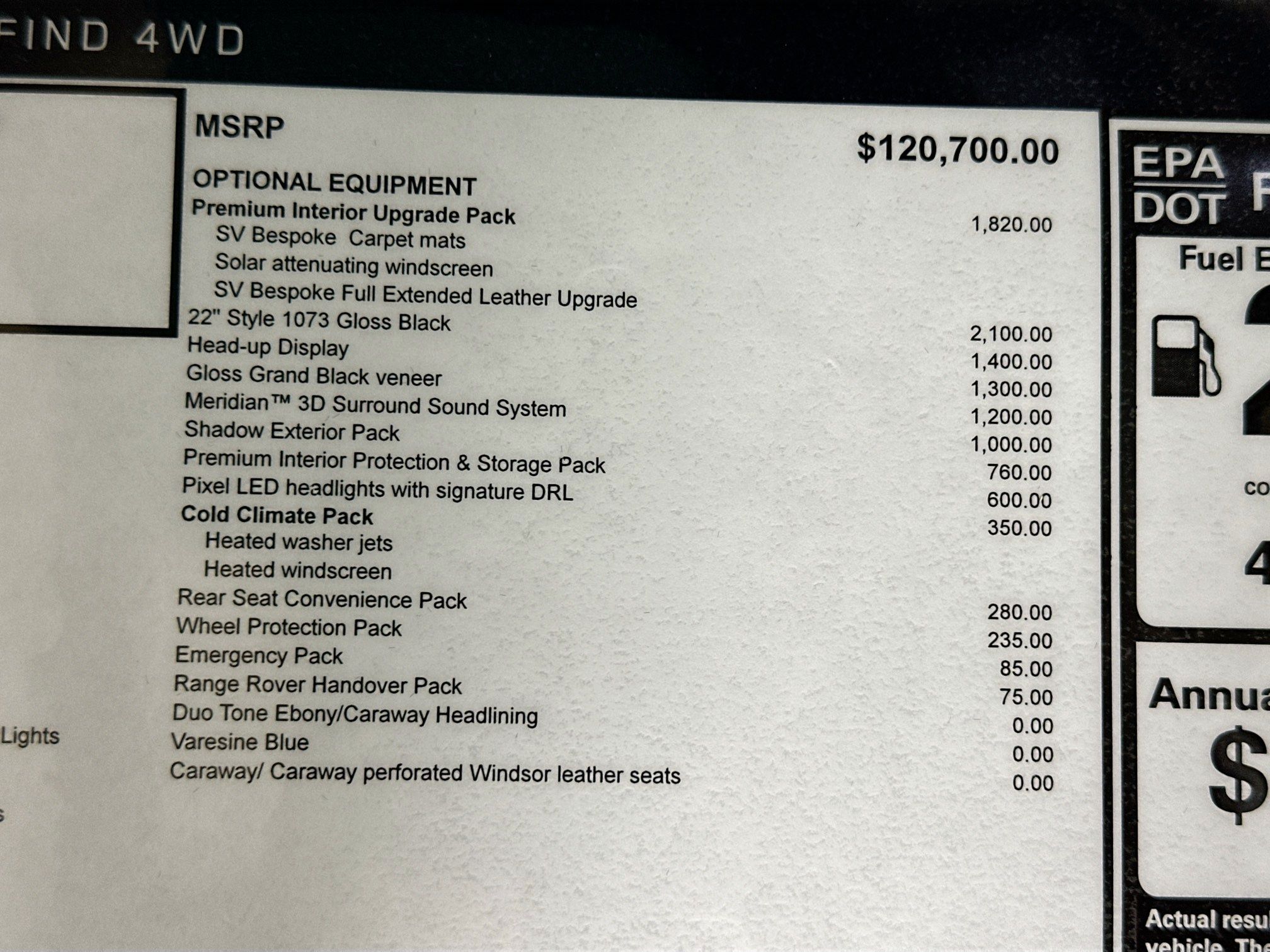 new 2026 Land Rover Range Rover car, priced at $134,055