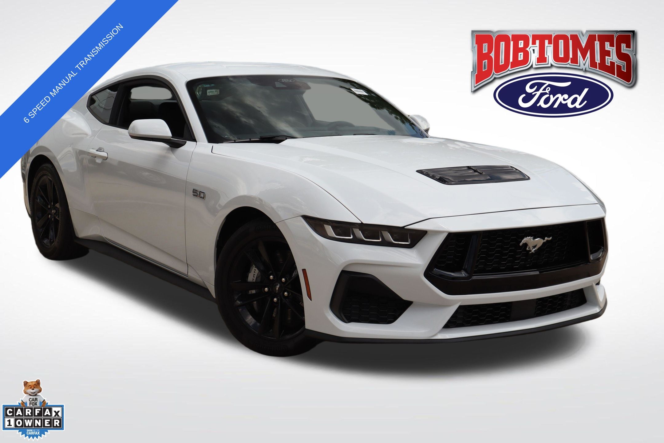 Oxford White 2024 Ford Mustang Coupe Rear-Wheel Drive 6-Speed Manual