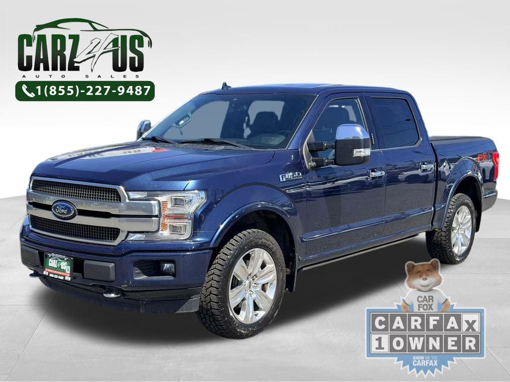 Blue 2020 Ford F-150 Platinum SuperCrew 4WD Pickup Truck Four-Wheel Drive Automatic